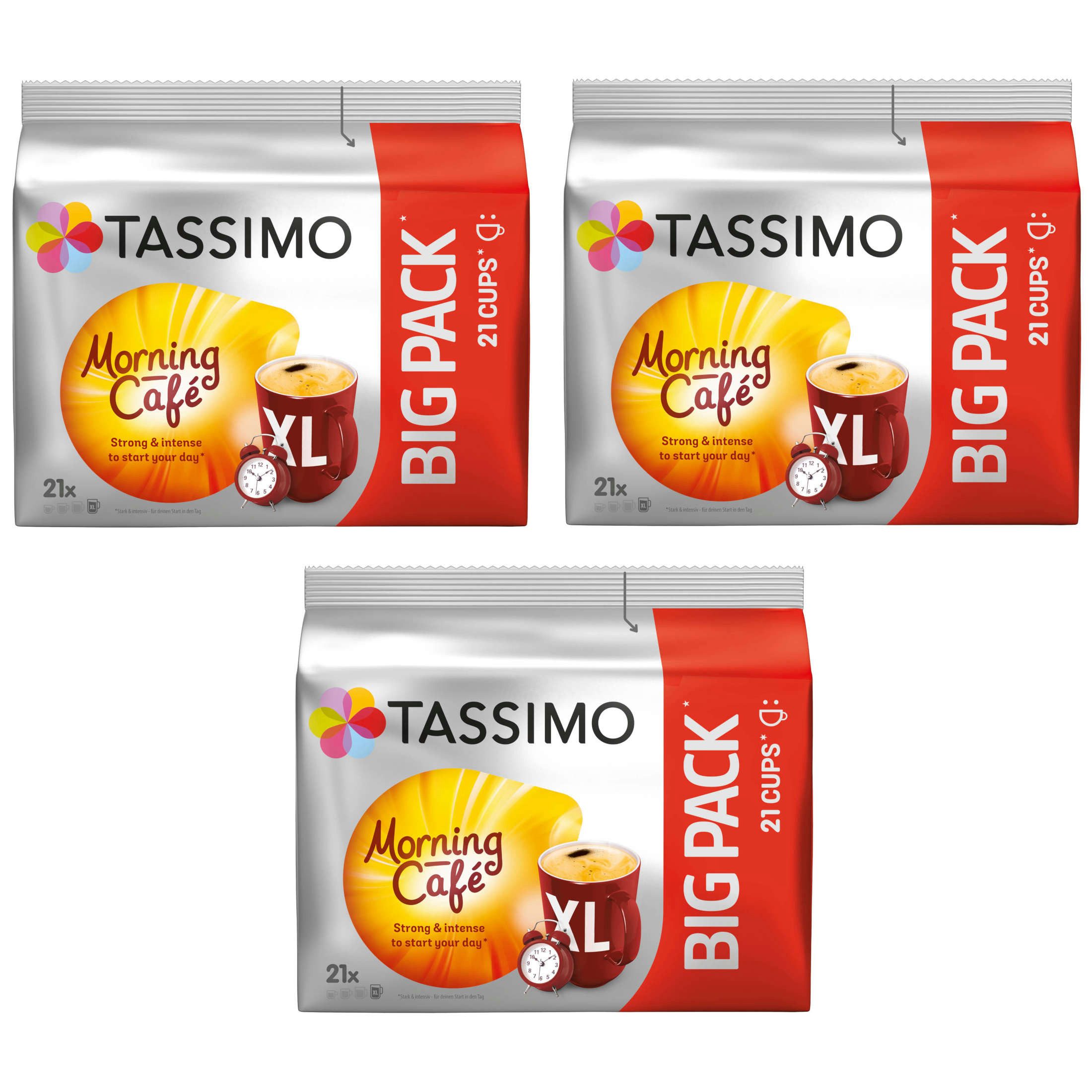 TASSIMO Kaffee Kapseln T-Disc Morning Café XL Big Packs intensiv 3 x 21 Kaffeekapseln, (Packung, 3er Pack)