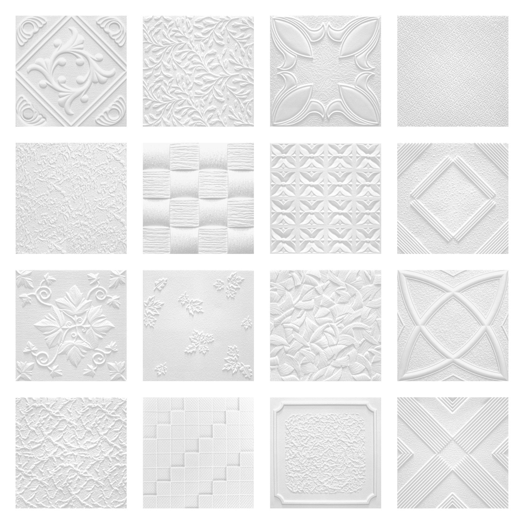 marbet design Wanddekoobjekt GRONO (2 qm Deckenplatten aus Styropor - 50x50cm EPS Wand- und Deckenverkleidung weiße Platten Dekor formfest)