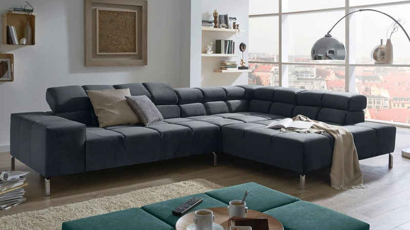 KAWOLA Ecksofa »NELSON«, Sofa Velvet, Recamiere rechts od. links, mit od. ohne Sitzvorzug, versch. Farben