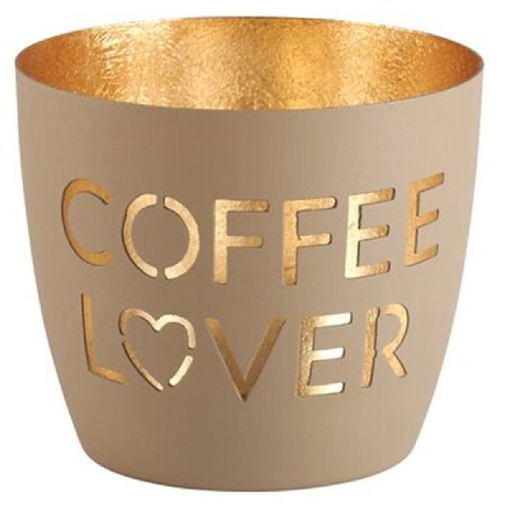 Giftcompany Kerzenhalter Windlicht Madras Coffee Lover Sandstone Gold günstig online kaufen