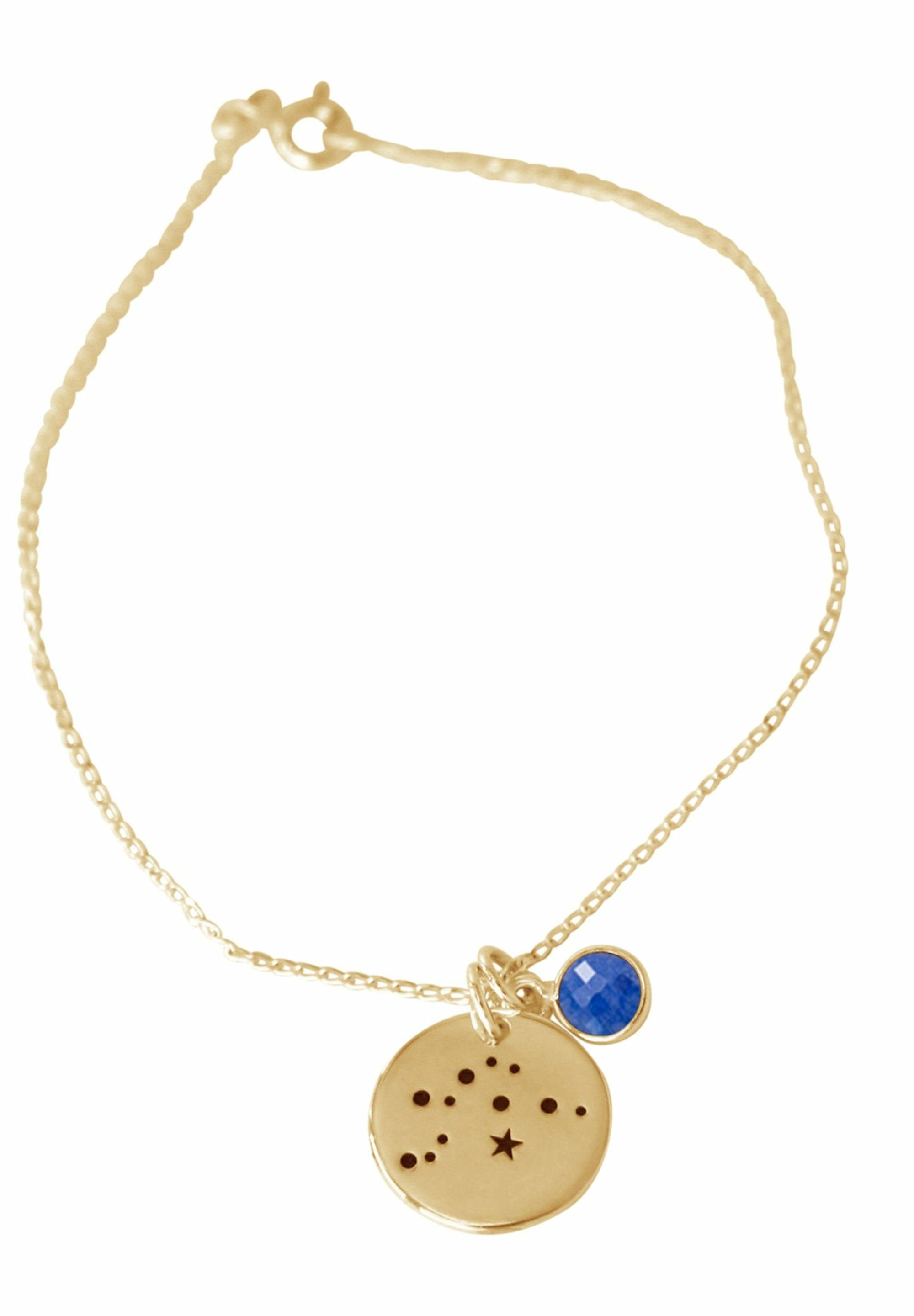Gemshine Armband Sternzeichen Wassermann Saphir gold coloured | Charm-Armbänder