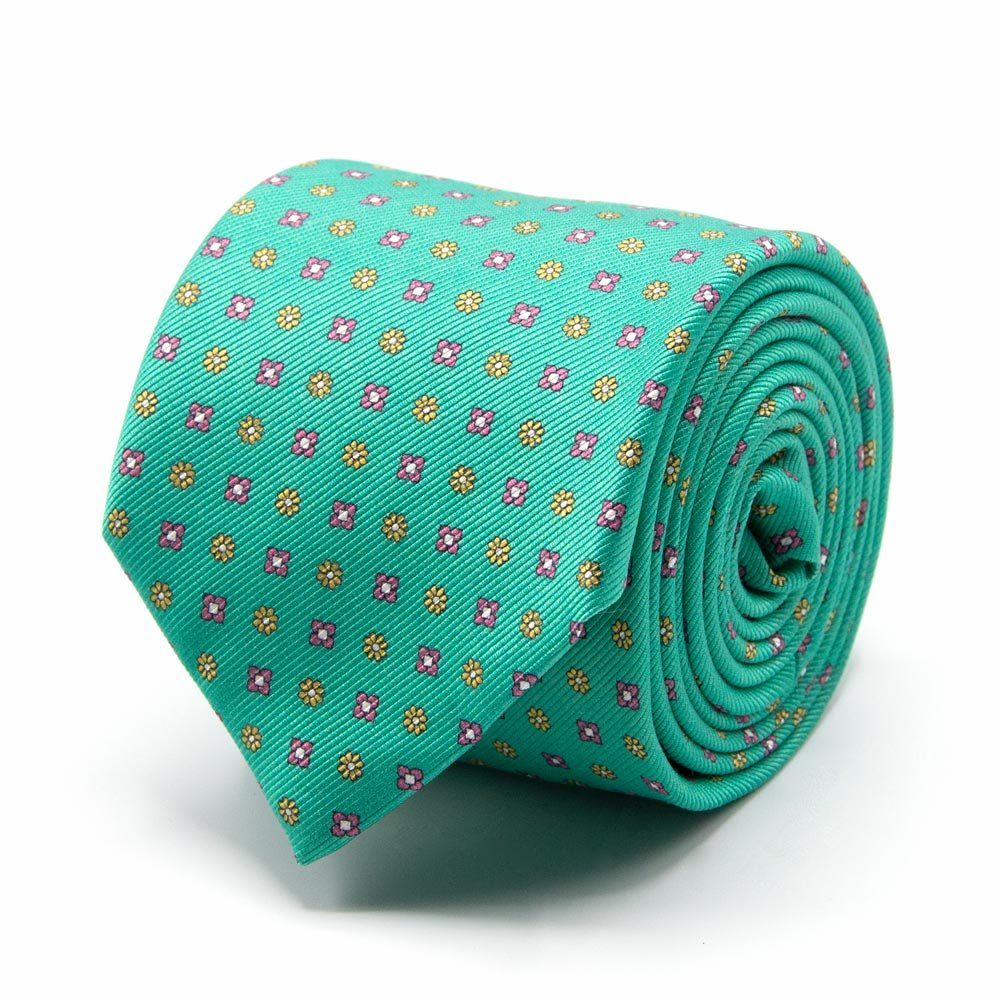 BGENTS Krawatte Mogador-Krawatte mit Blüten-Muster Breit (8cm) Mintgrün