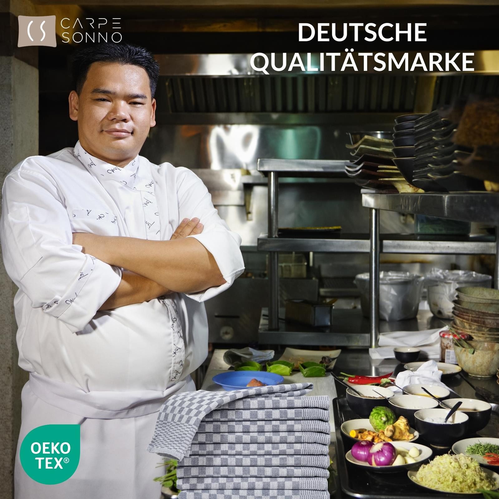 Carpe Sonno Geschirrtuch Grubentuch 100% Baumwolle Zwirn Qualität Allzwecktuch Küche Kochfest, (Spar-Set, 10-tlg., 10 Grubentücher), Gastro Geschirrhandtuch mit – Bild 5 von 5