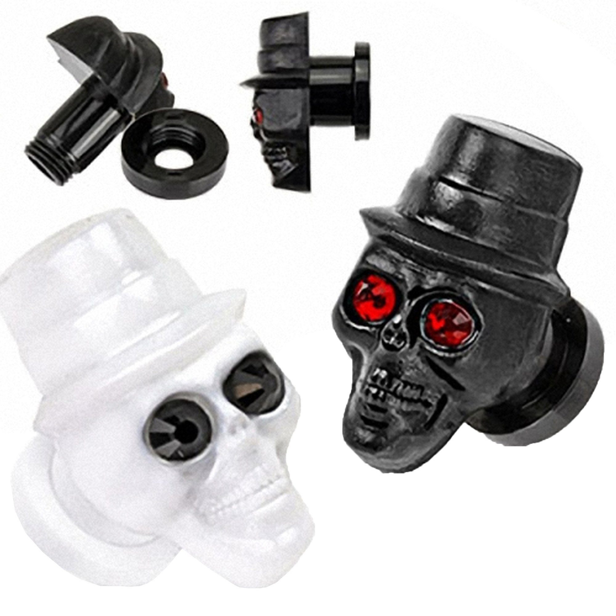 Schraub Spieler Ohrpiercing Flesh Taffstyle Plug Totenkopf mit Schraubverschluß Piercing Schwarz Hut, Schraubverschluß Tunnel Plug Ohr