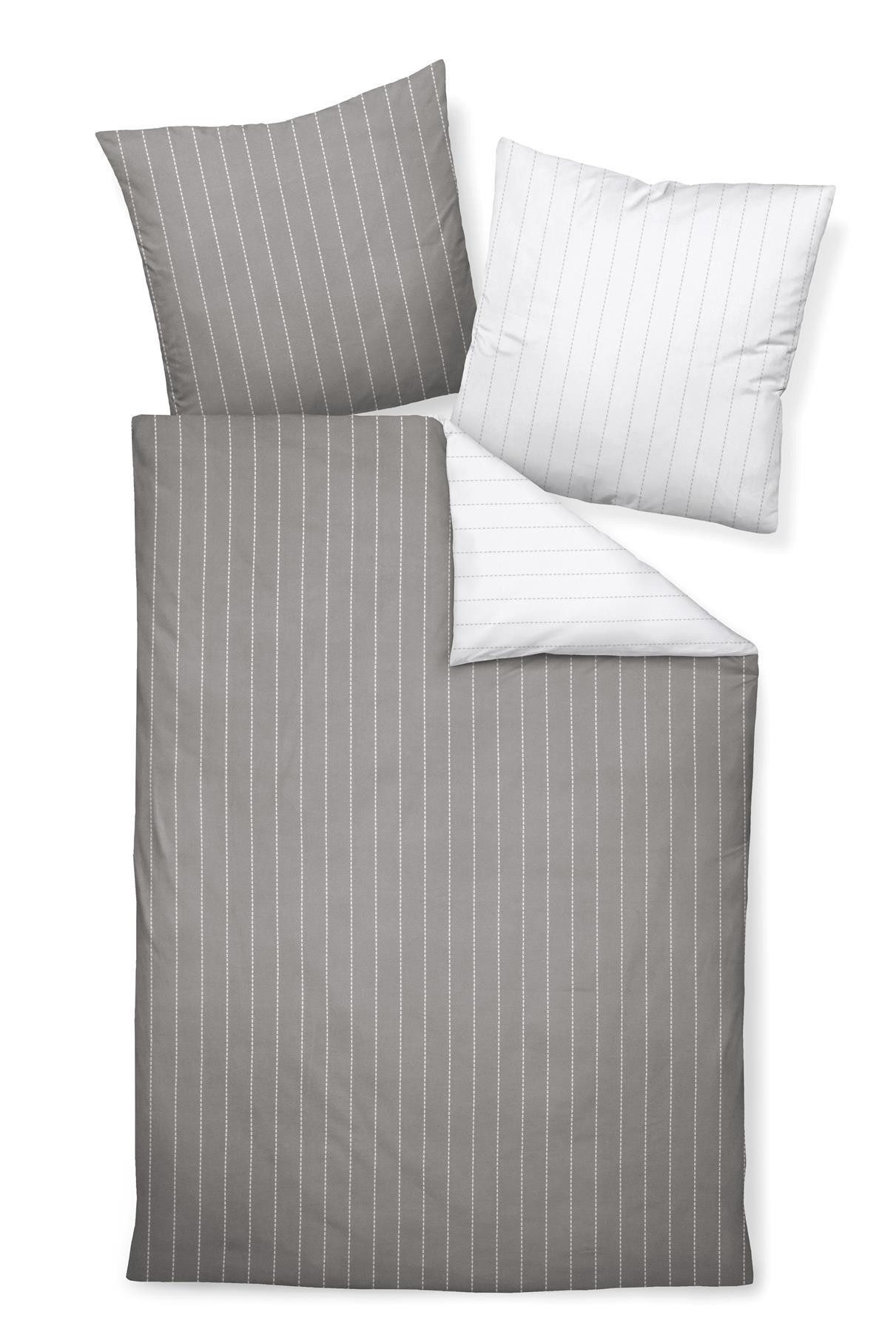 Janine Bettwäsche Janine Feinbiber-Bettwäsche Davos Nadelstreifen Design 65112-08 135, Bettbezug Kopfkissenbezug Set kuschelig weich hochwertig