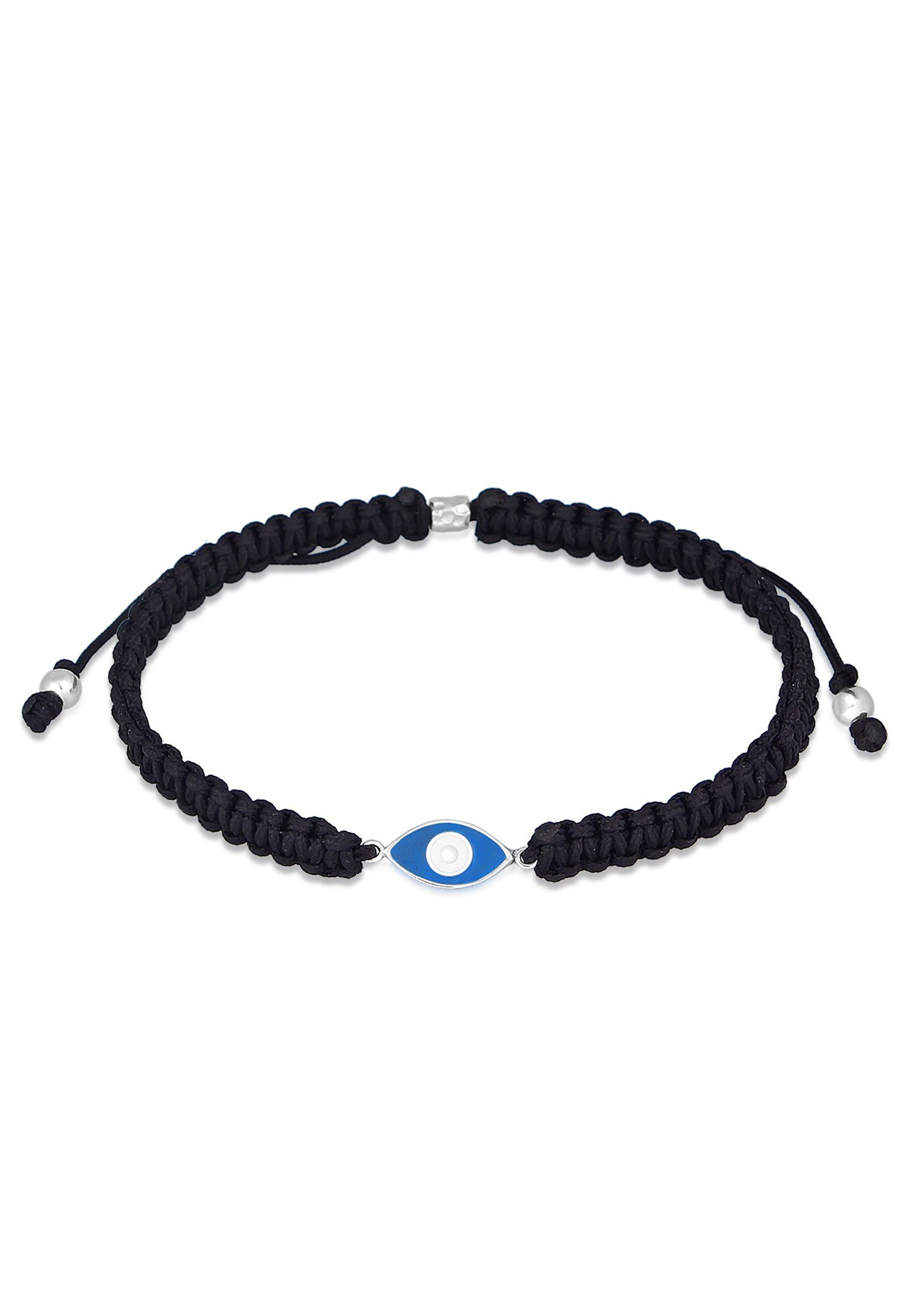 Silberarmband Evil Eye Symbol Nylon Schwarz 925 Silber