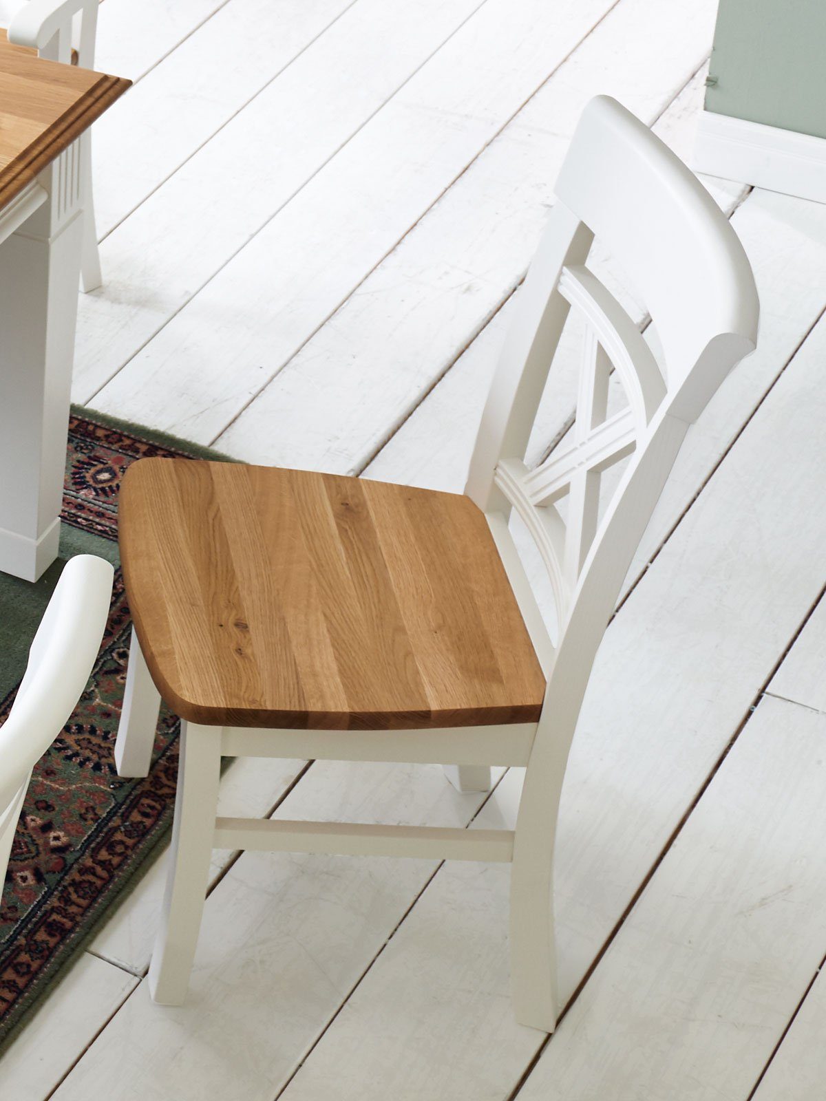 Casamia Esszimmerstuhl Esszimmer Stuhl Novara Kreuzrücken Pinie Nordica weiß Wildeiche