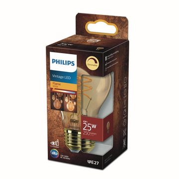 Philips LED-Leuchtmittel LED Lampe ersetzt 25W, E27 Standardform A60, gold, warmweiß, 250 Lumen, n.v, warmweiss