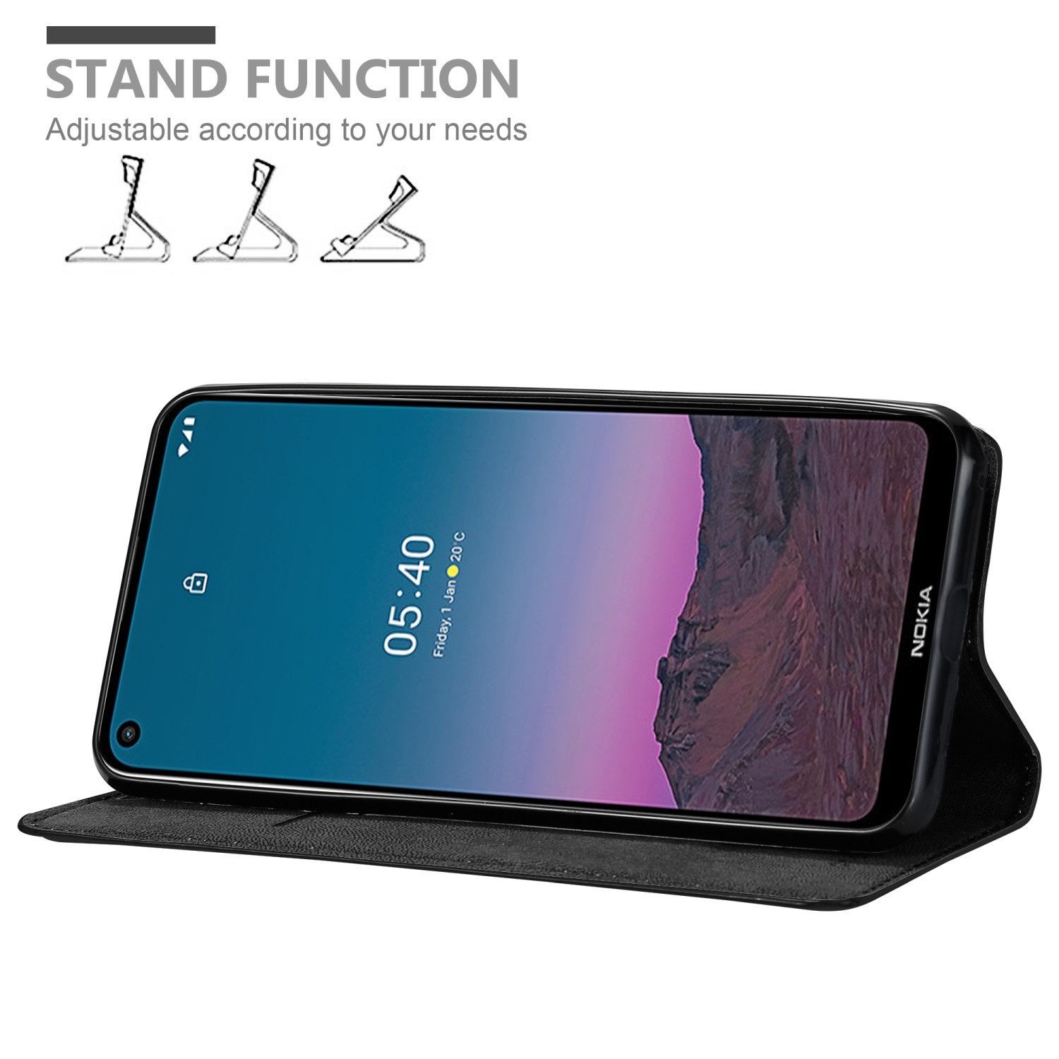Cadorabo Handyhülle für Nokia 5.4 Hülle Nokia 5.4, Hülle Schutzhülle mit Standfunktion, Magnetverschluss und Kartenfach