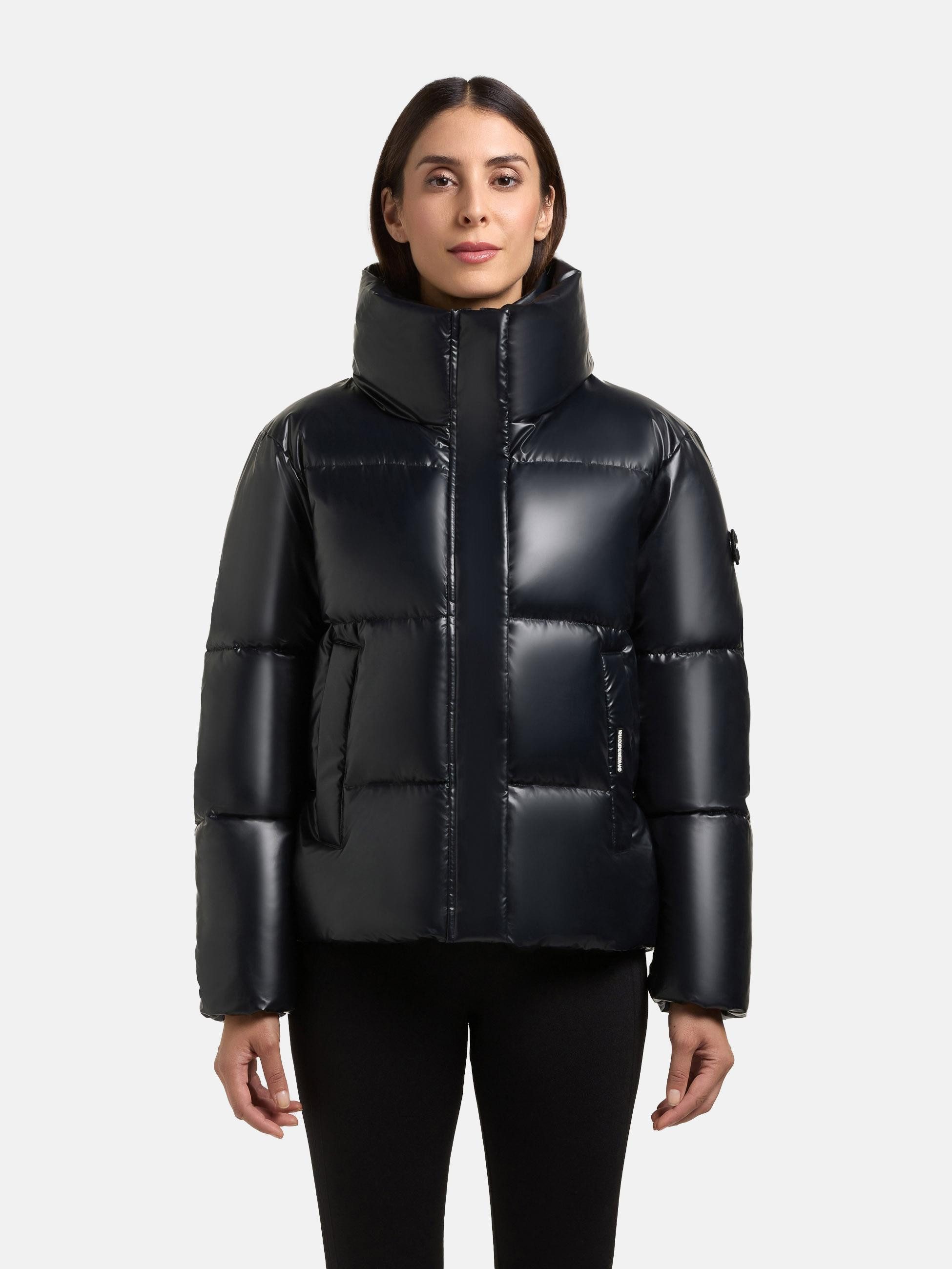 khujo Winterjacke Rinja2 Shiny Schimmernde Winter Steppjacke mit doppeltem Kragen