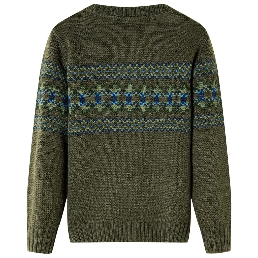 vidaXL Rundhalspullover Kinderpullover Gestrickt Khaki 128