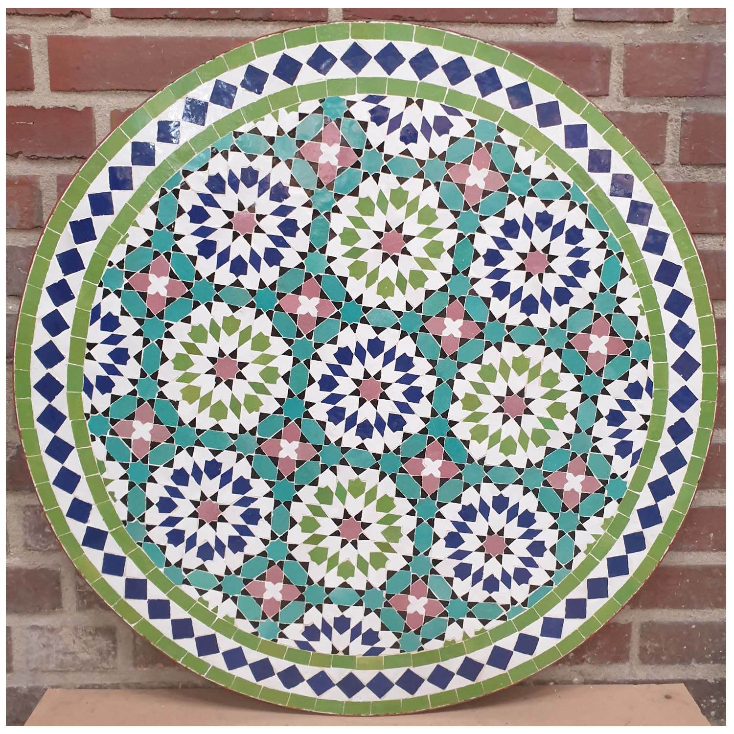 Balkontisch Casa mit aus Moro Ankabut Gartentisch Bistrotisch Dekorativer Grün marokkanischer Gestell Marrakesch, 80cm Ø rund Mediterraner Gartentisch Handmade Kunsthandwerk cm MT2231, Beistelltisch, 73 Mosaiktisch H