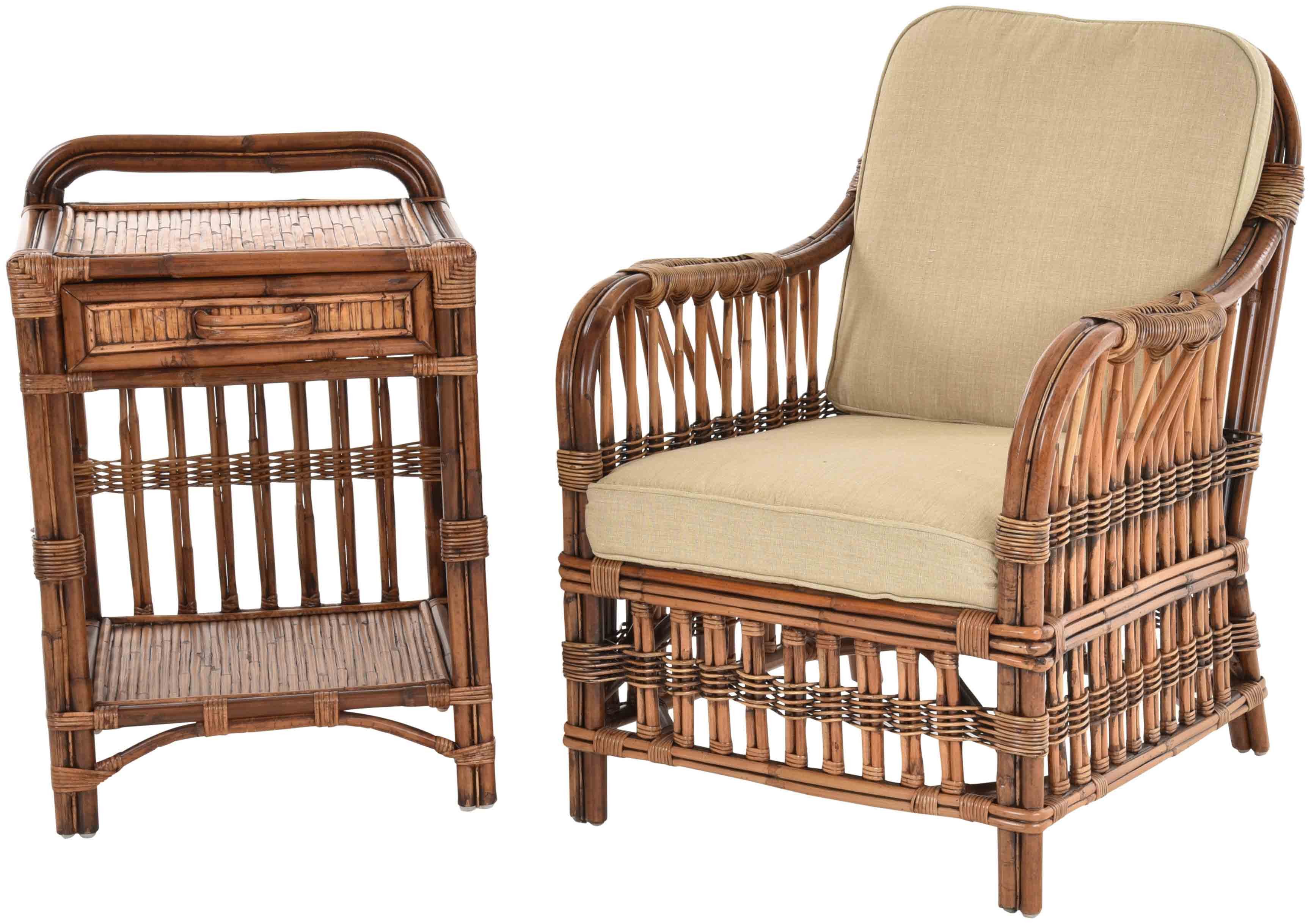 Krines Home Sitzgruppe Set Leseecke Möbel Rattan Sessel Lesesessel Tischchen als Bücherregal, (2-tlg), Tischchen mit Ablage