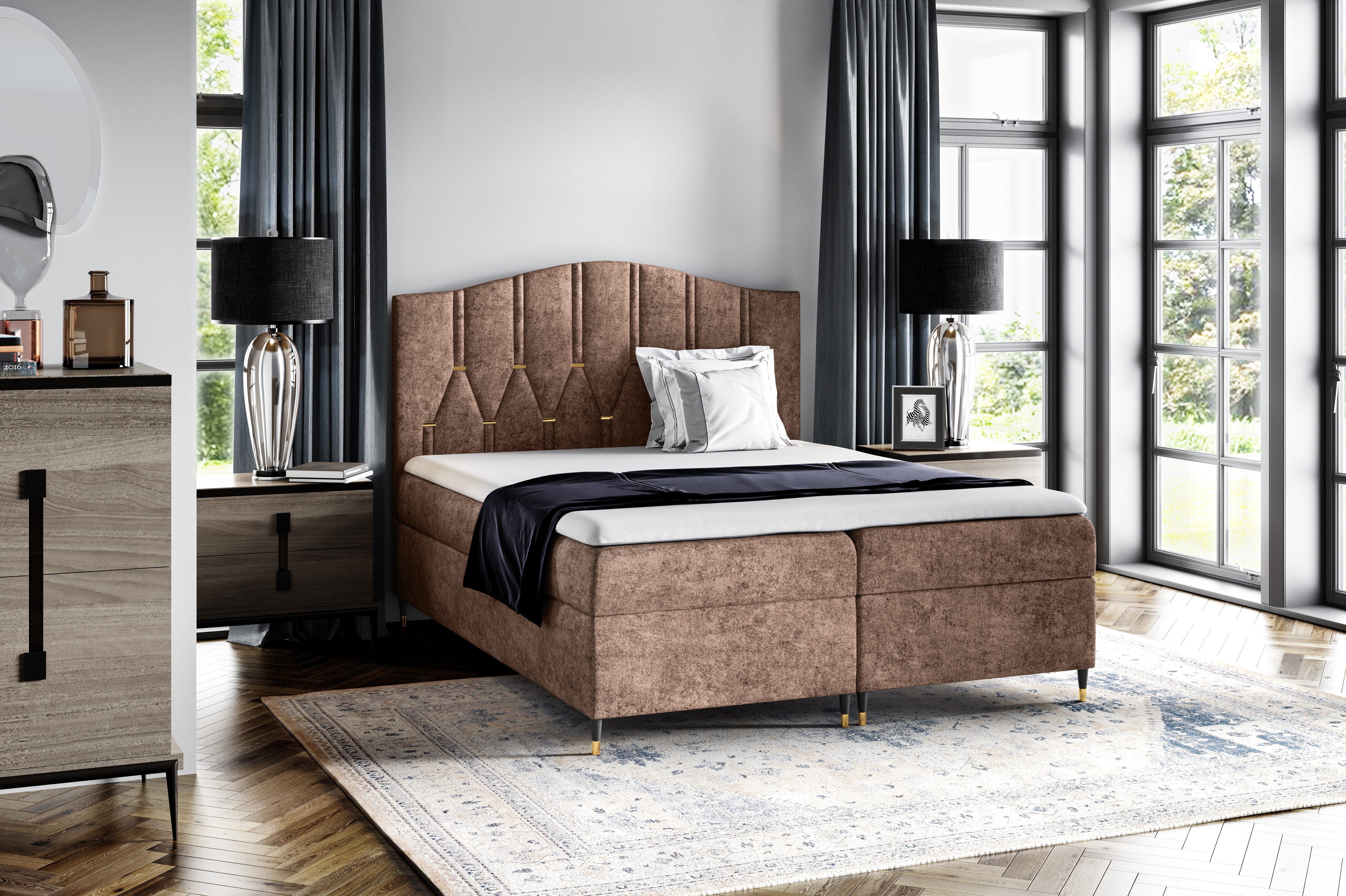 Schlaffabrik Boxspringbett VEGAS, inkl. Matratze, Topper, LED, Stauraum