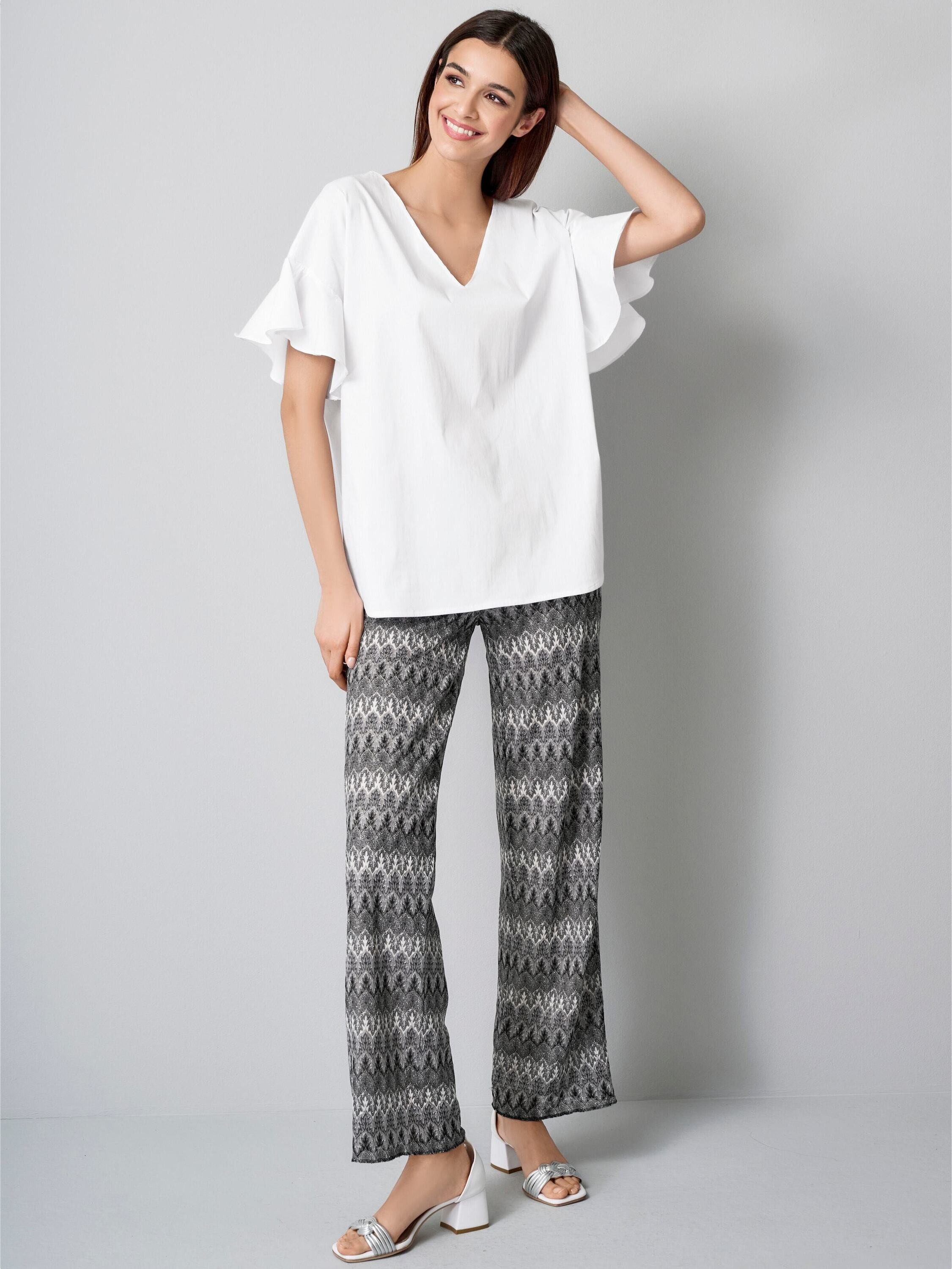 Alba Moda Kurzarmbluse Bluse mit V-Ausschnitt