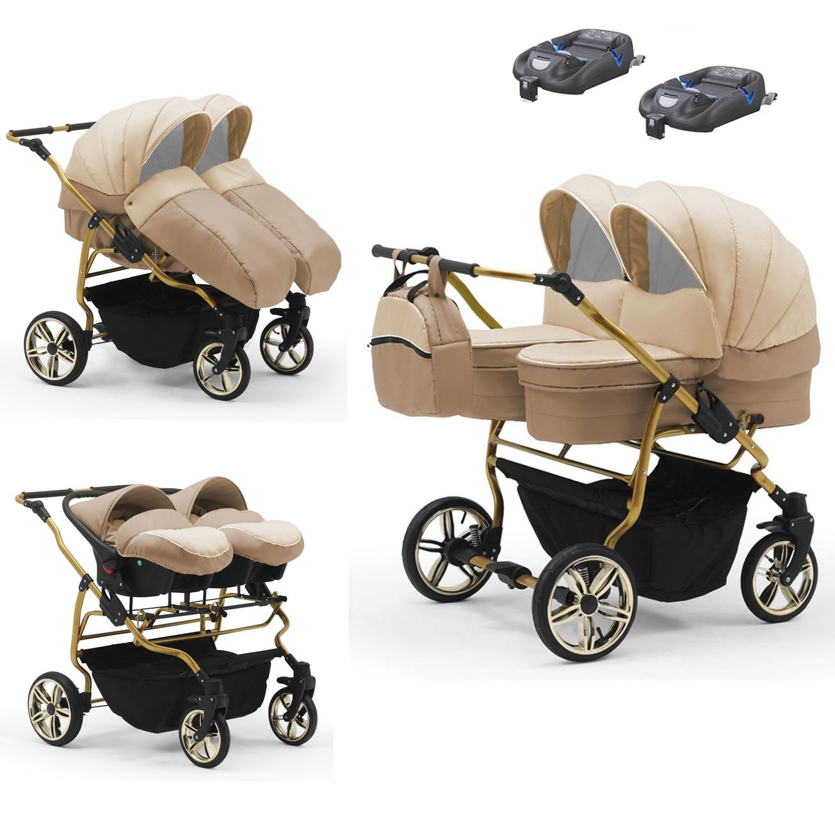 1 - Farben Teile 33 in 4 Duet Gold Creme-Beige Zwillingswagen Lux - babies-on-wheels in 15 Zwillingswagen