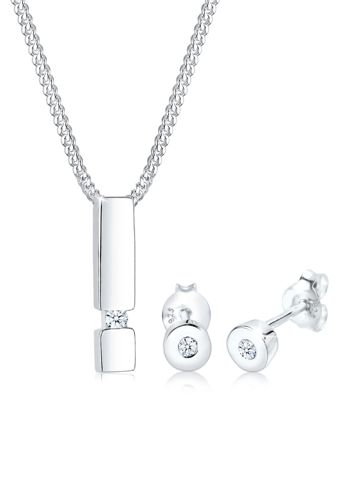 Elli DIAMONDS Schmuckset Diamant Weiß Brillantschliff (0.09 ct) 925 Sterling Silber, Geo