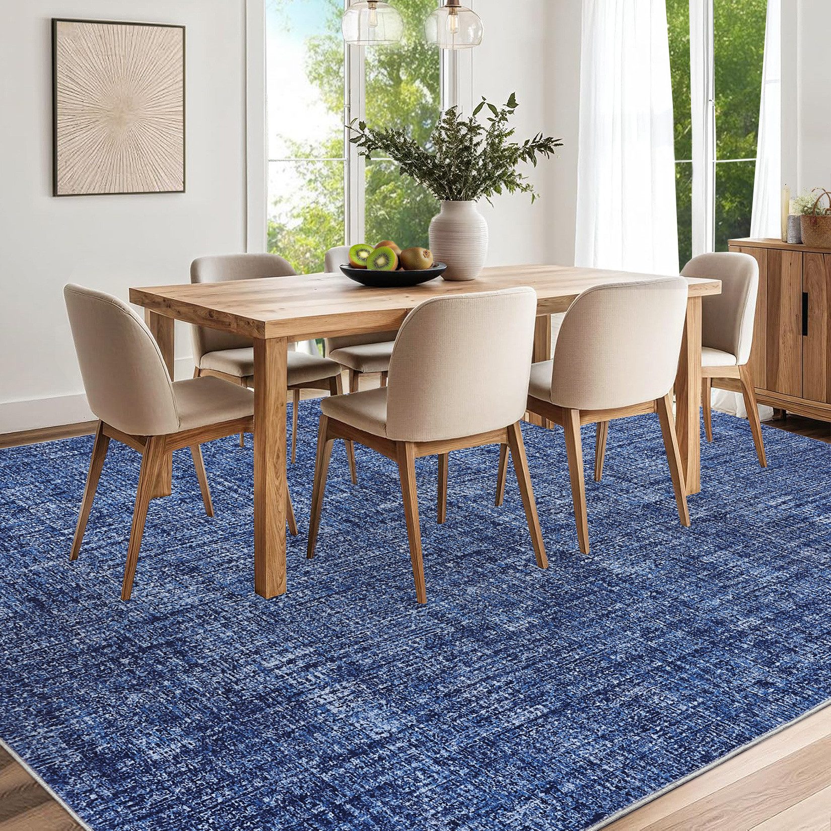 GarveeMore Veloursteppich Designteppich Maschinenwaschbarer Teppich – flachfloriger Läufer, Moderner Teppich pflegeleicht, rutschfest, schmutzabweisend