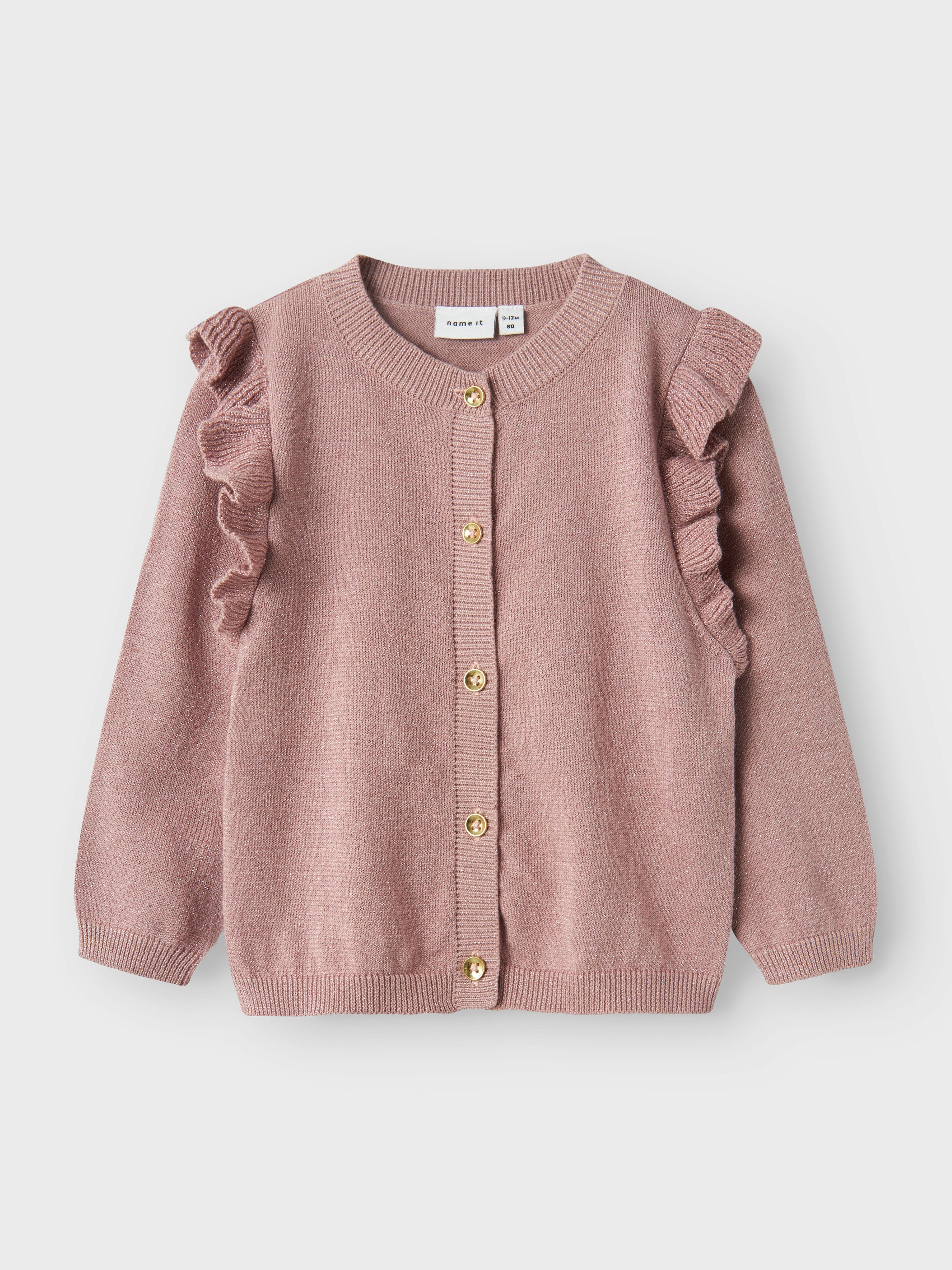 Name It Strickjacke NMFABINNE LS KNIT CARD NOOS mit süßer Rüsche an den Schultern
