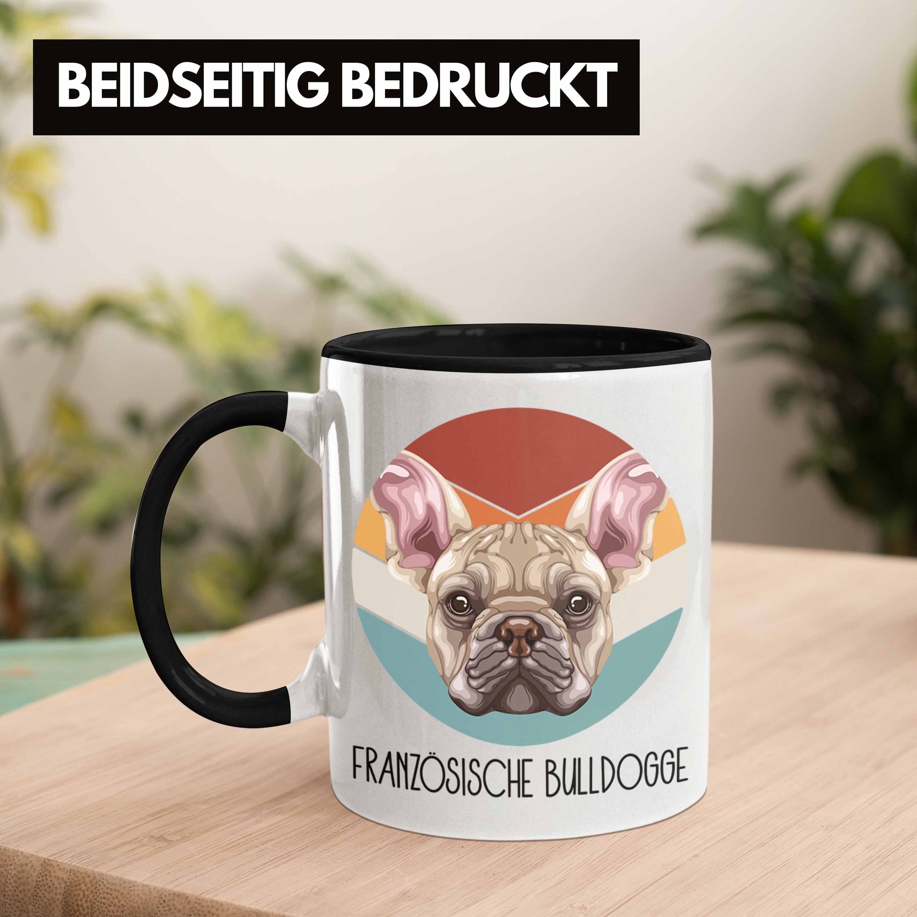 Trendation Tasse Geschen Geschenk Tasse Lustiger Bulldogge Französische Besitzer Schwarz Spruch