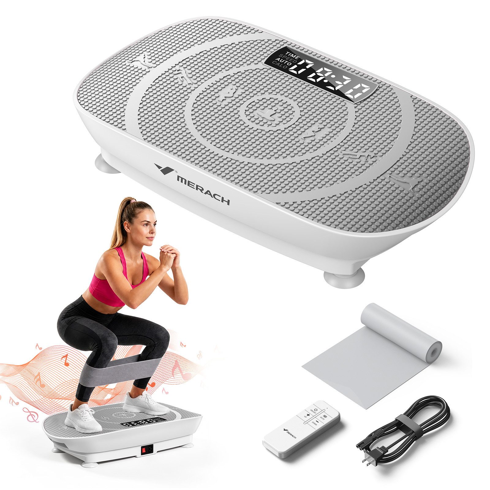 MERACH Vibrationsplatte Trainingsgerät, Angetriebene Vibrationsplattform, (1 tlg), für Ganzkörpertraining, Fettverbrennung und Muskelaufbau und Formung