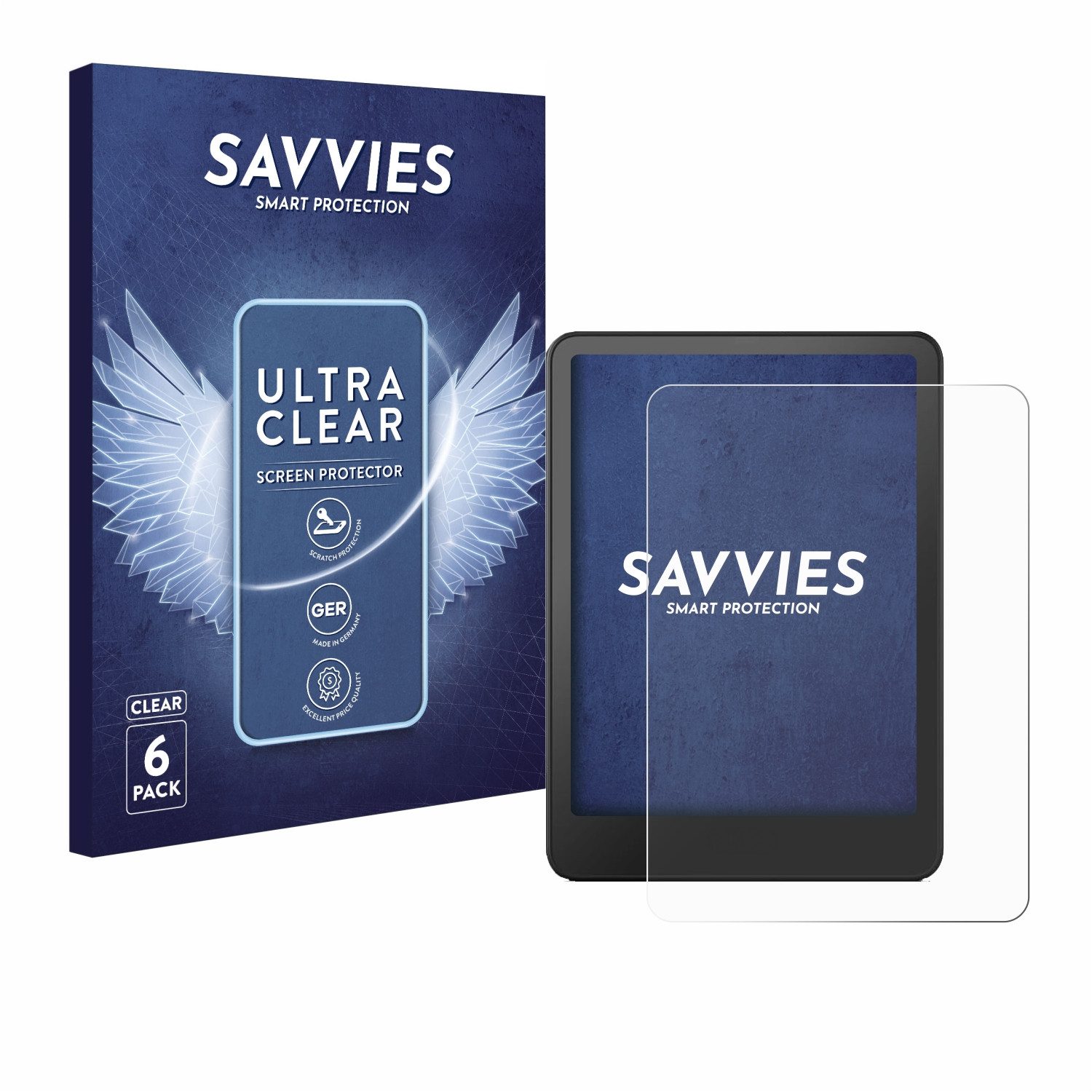 Savvies Displayschutzfolie Schutzfolie für Amazon Kindle Paperwhite 2024 Signature Edition (12. Gen), 6 Stück, Displayschutz Schutz Folie Klar Transparent