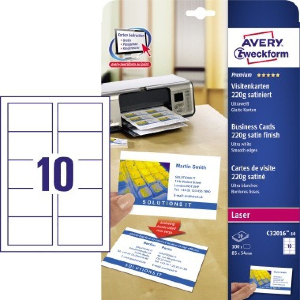 Avery Zweckform Druckerband Visitenkarte Q&C ColorLa Bl./Pack. 100 St./Pack.