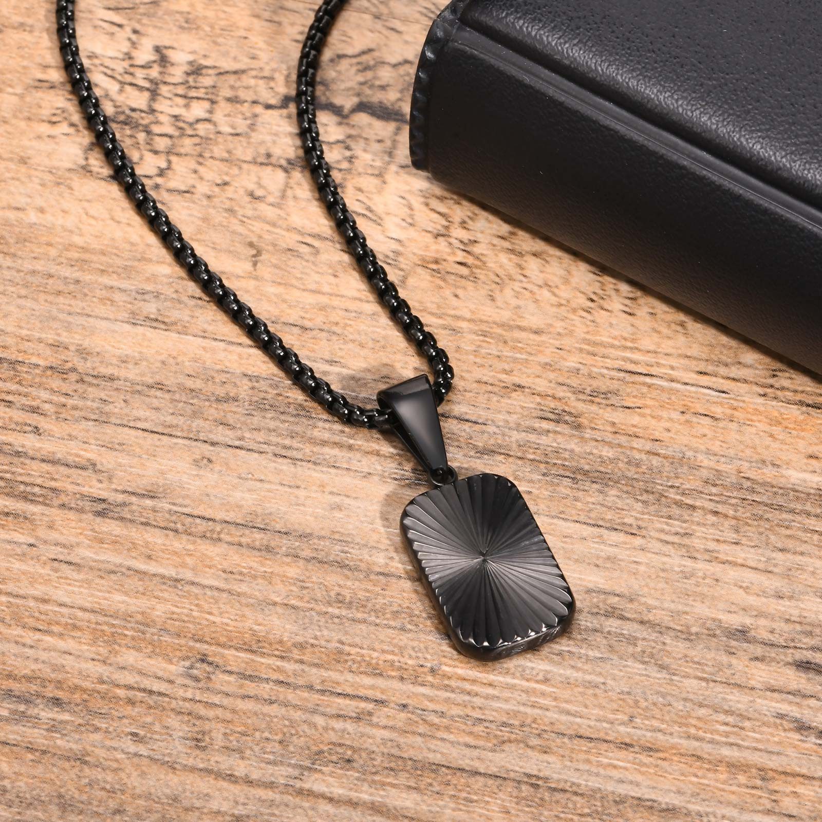 KARMA Kette mit Anhänger Erbskette Herren Halskette Edelstahl Silber Schwarz Gold mit Anhänger (Geschenk für Herren modern), Edelstahlhalskette Kette Herrenhalskette Herrenkette