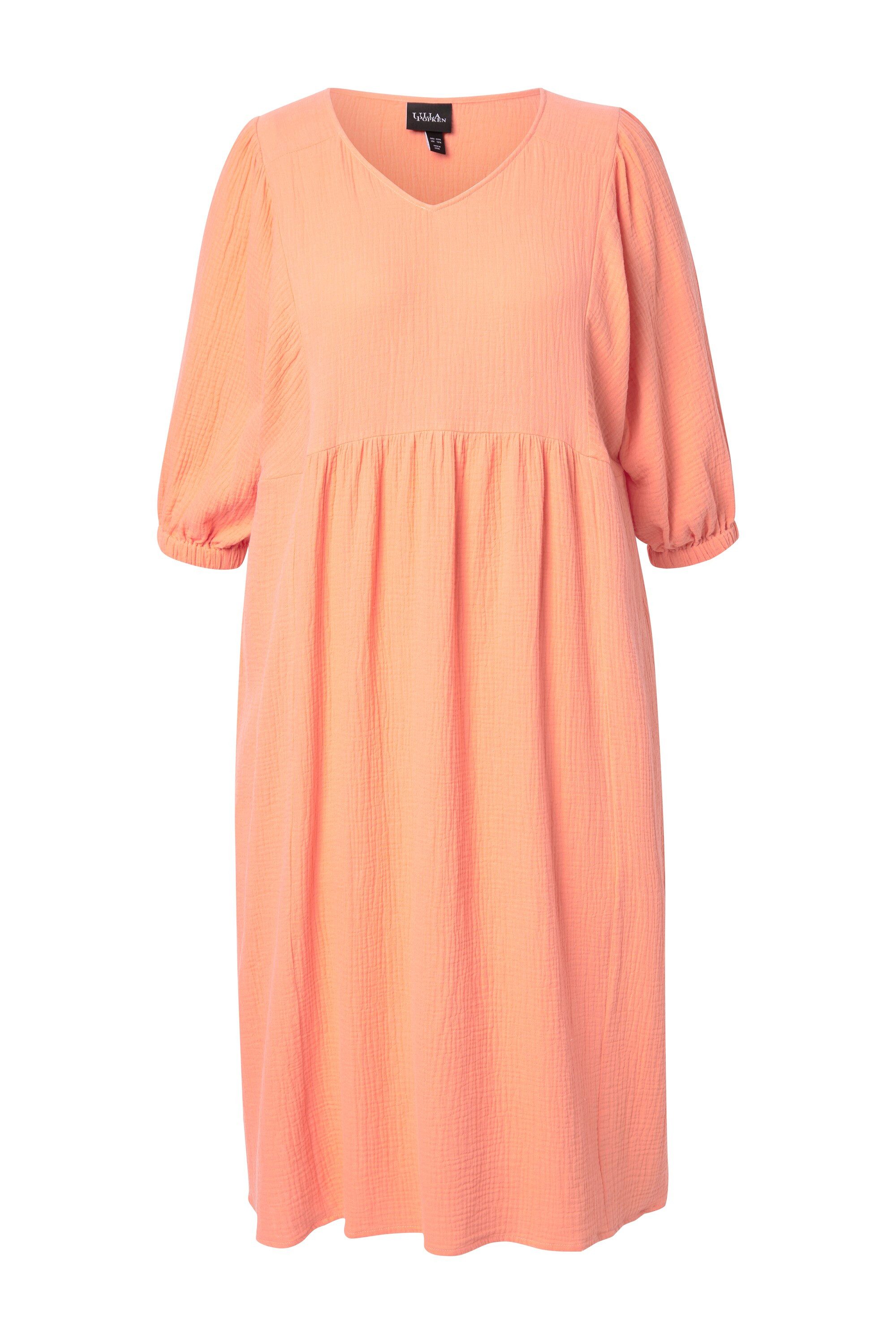 Ulla Popken Jerseykleid Musselin-Midikleid A-Linie V-Ausschnitt günstig online kaufen