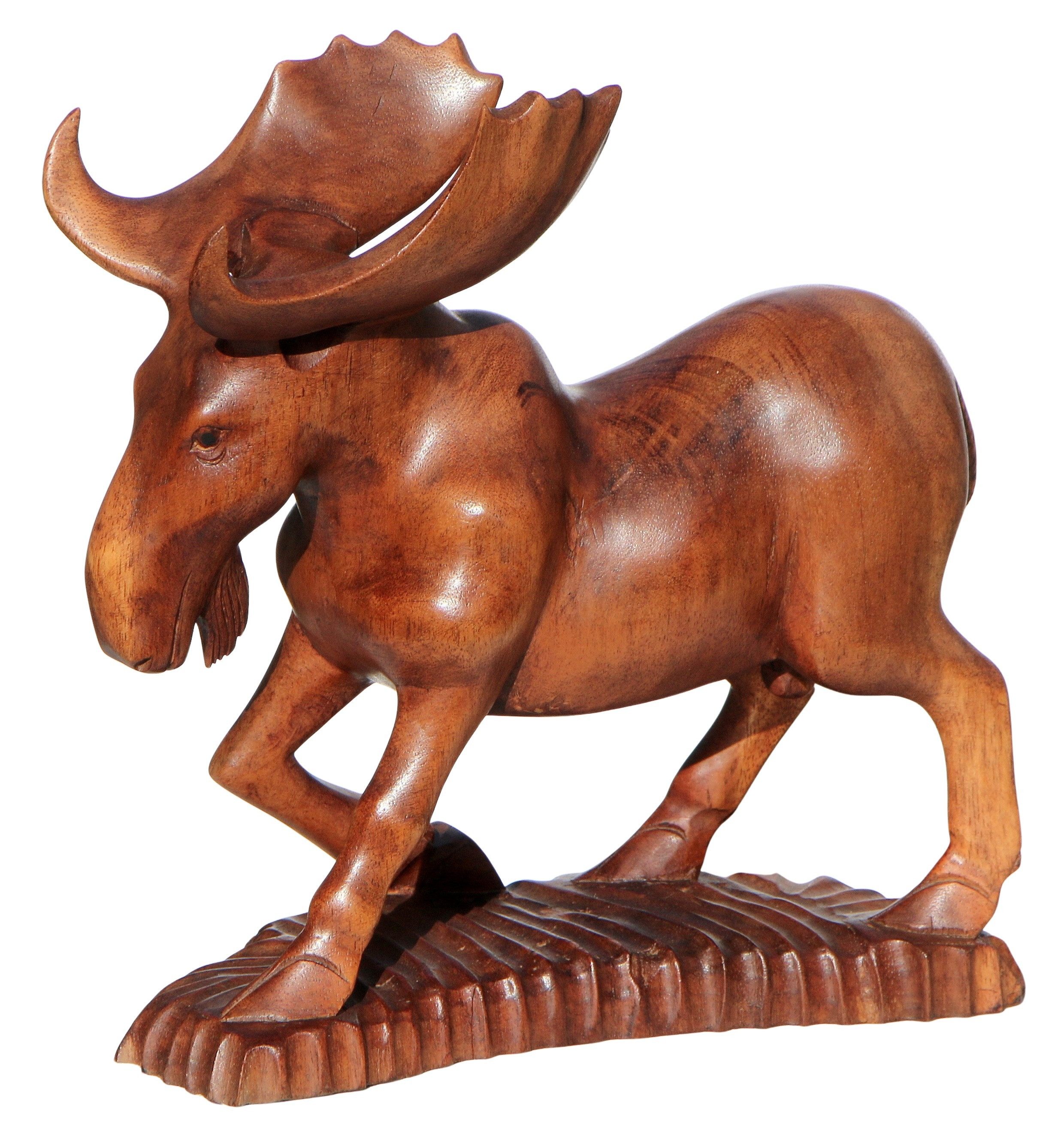 Wogeka Tierfigur Elch Holz Figur Rentier nordisch Statue Tier Dekoration