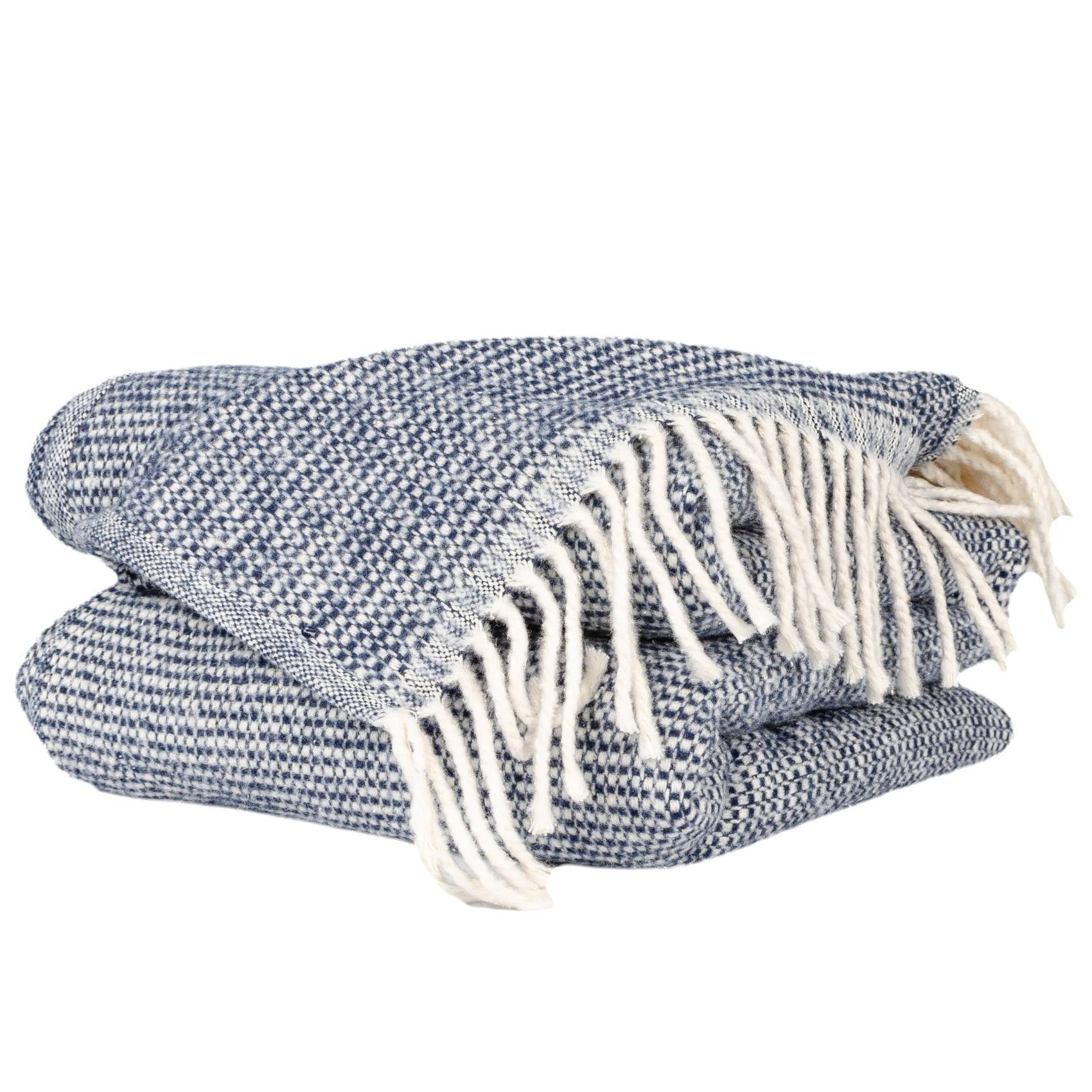 Plaid Emma Kuscheldecke Tagesdecke hochwertige Reisedecke Wohndecke, ANRO, Wendedecke kuschelig-weich 130x160cm Blau