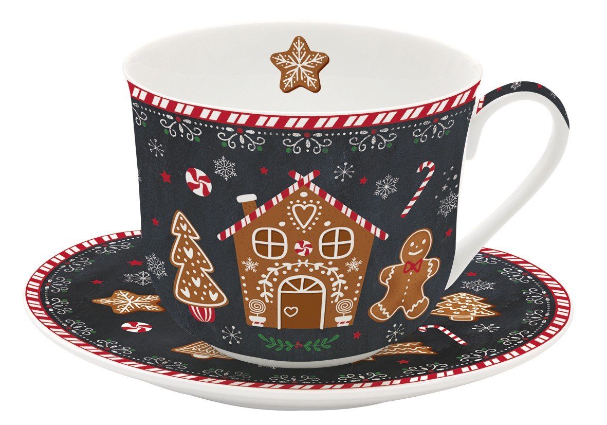 easylife Geschirr-Set Gingerbread, Porzellan, Mehrfarbig H:9cm D:10cm Porzellan