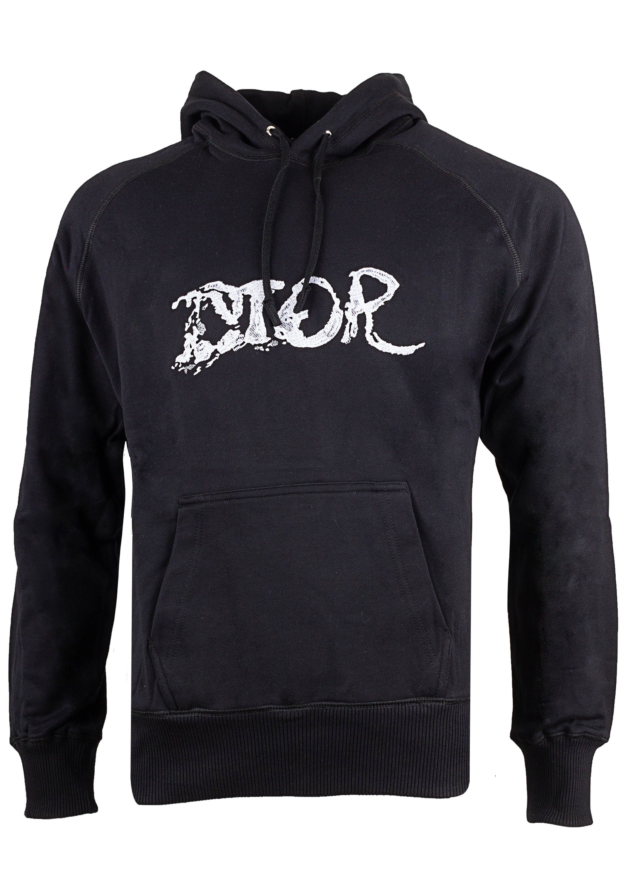 Dior Kapuzensweatshirt Dior Herren Hoodie Logo Embroidered Pullover Hoodie  Black