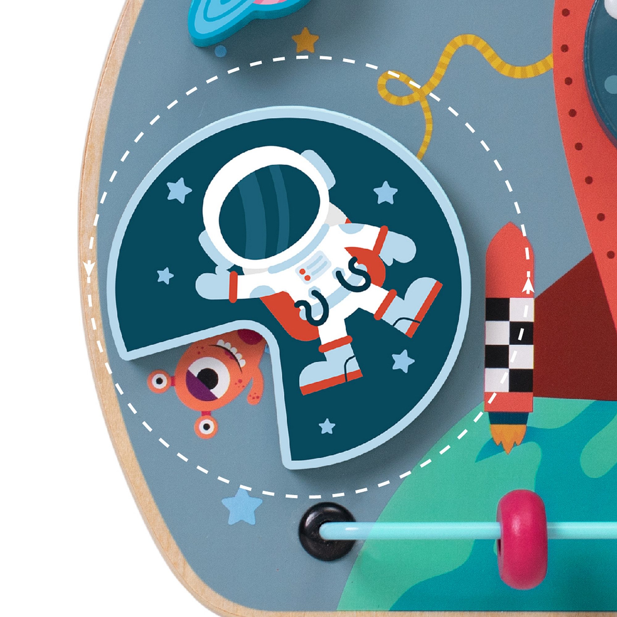 Classic World Motorikbrett Classic World - Aktivitätsbrett Rakete - 29x23,5x6,4cm - ab 12 Monaten, aus Holz