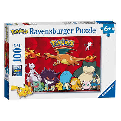 POKÉMON Puzzle »Puzzle XXL 100 Teile Pokemon Ravensburger Pikachu, Relaxo, Evoli«, 100 Puzzleteile