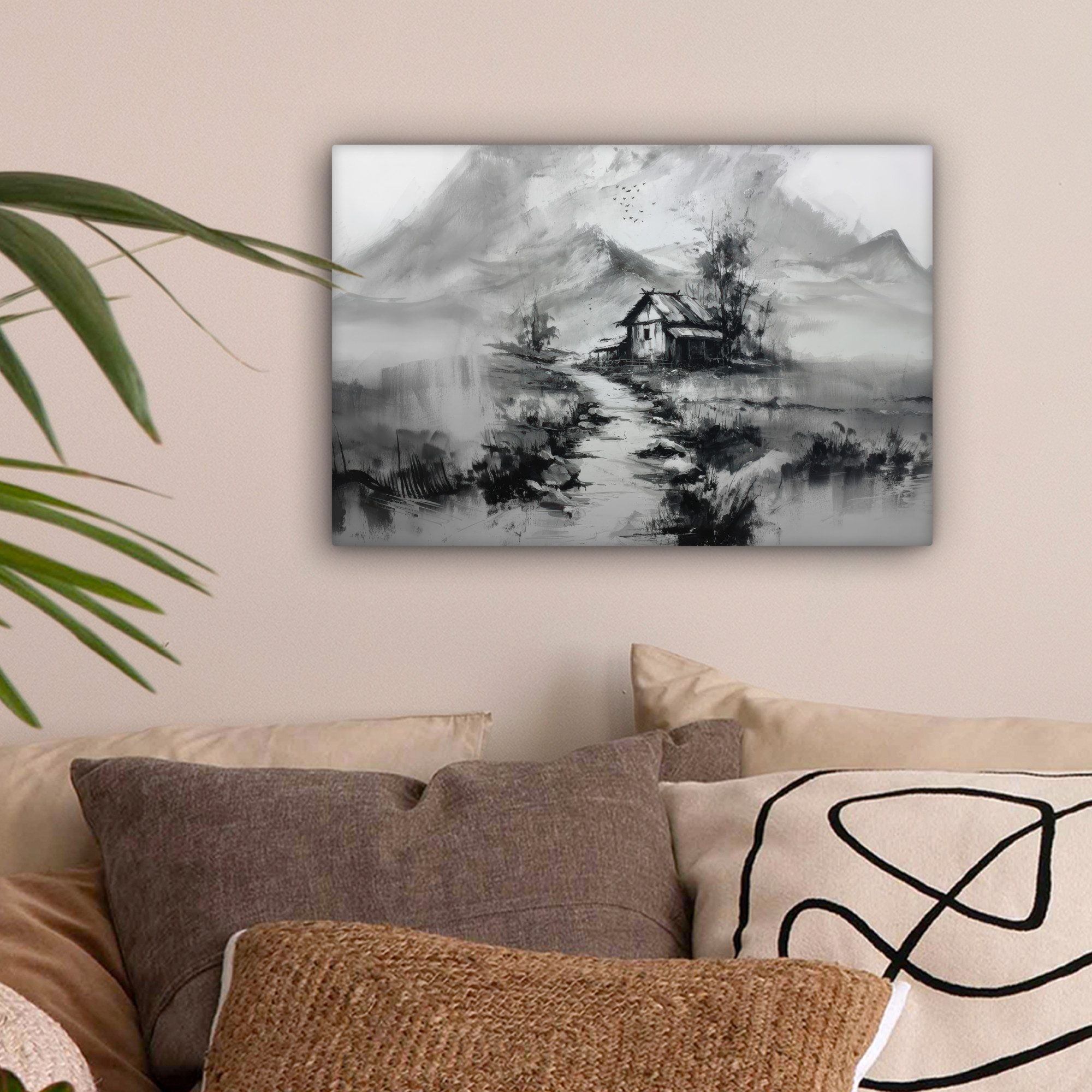 OneMillionCanvasses® Leinwandbild Hütte - Grau - günstig online kaufen