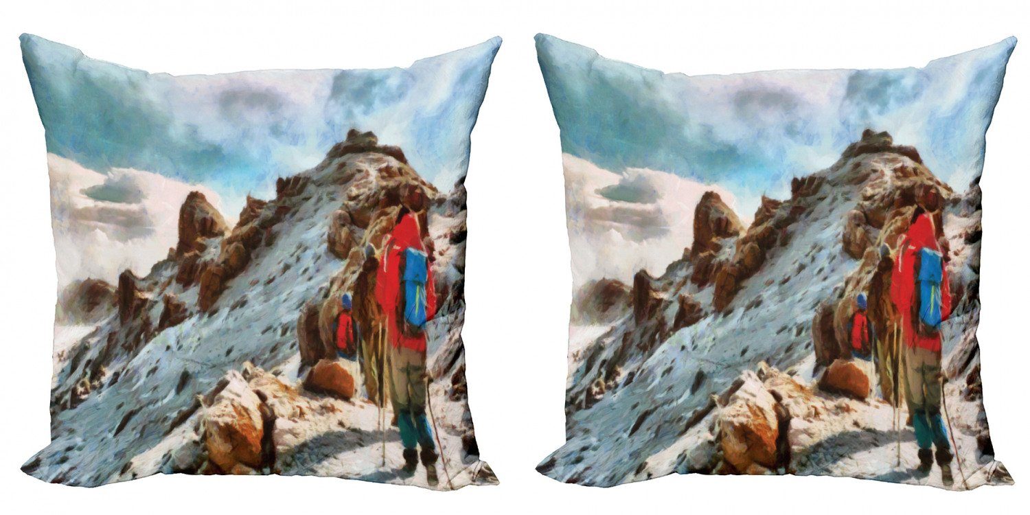 Kissenbezüge Modern Accent Doppelseitiger Digitaldruck, Abakuhaus (2 Stück), Berg Trekker Kilimanjaro