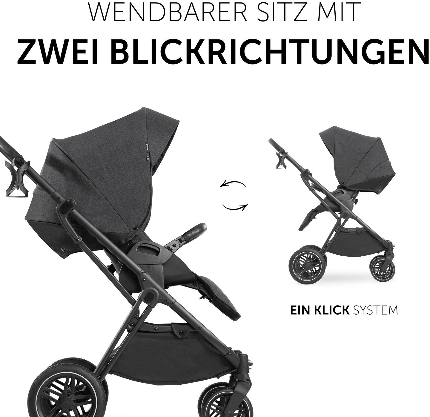 Sportwagenaufsatz Babywanne und Vision black/black, (3-tlg), mit X, Kombi-Kinderwagen Hauck