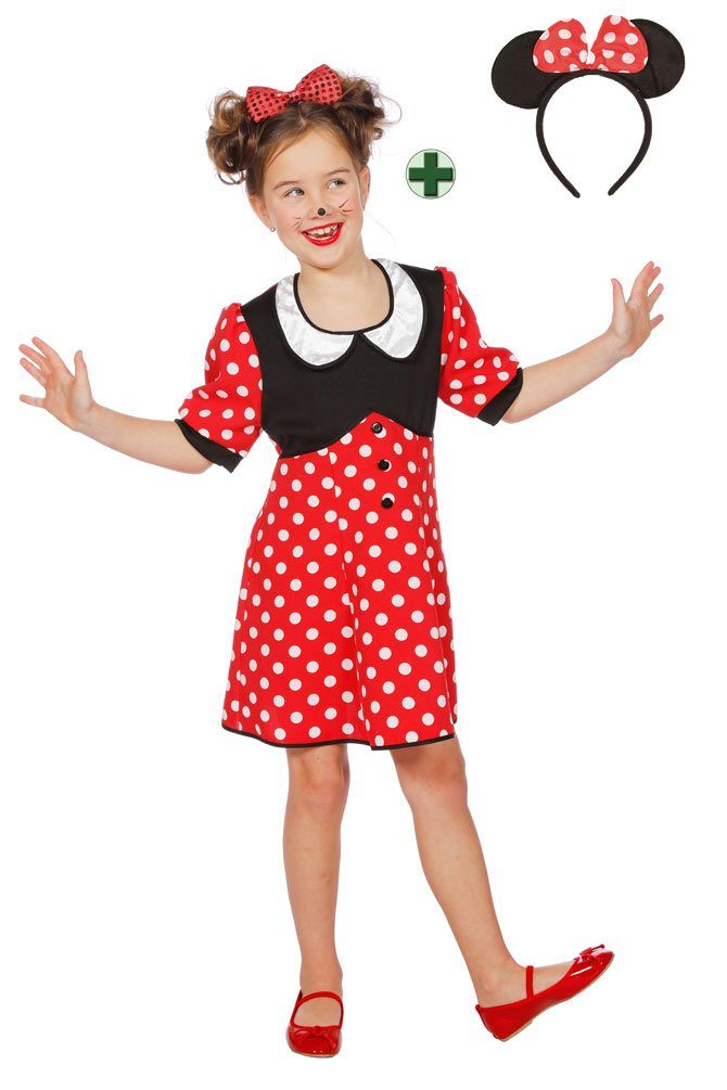 Karneval-Klamotten Kostüm »Kinder Minnie Maus-Kostüm mit Maus Ohren  Mädchen«, Maus Kleid für Mädchen mit Maus-Ohren. Kleid in rot mit weißen  Punkten online kaufen | OTTO