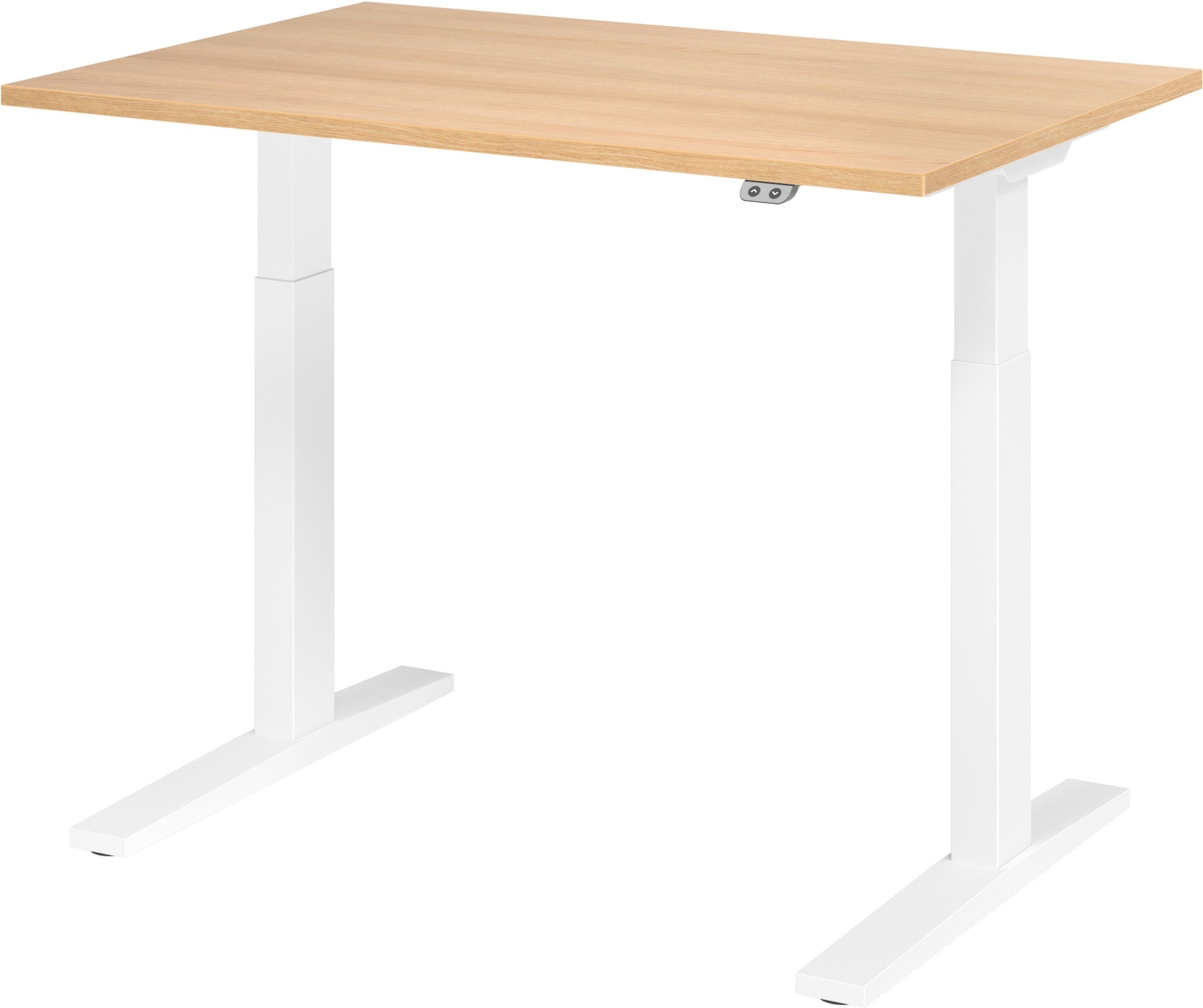 bümö Schreibtisch Schreibtisch elektrisch XMKA, Rechteck: 120 x 80 cm - Dekor: Eiche - Gestell: Weiß Weiß | Eiche