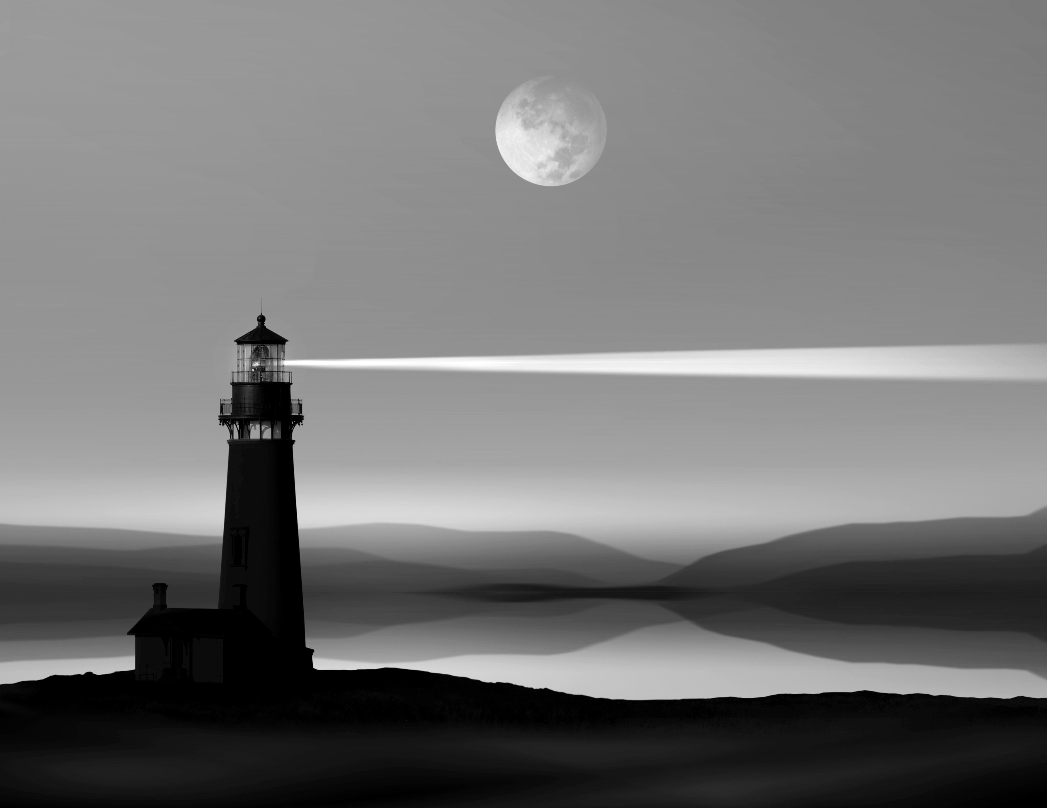 Papermoon Fototapete Leuchtturm Schwarz & Weiß