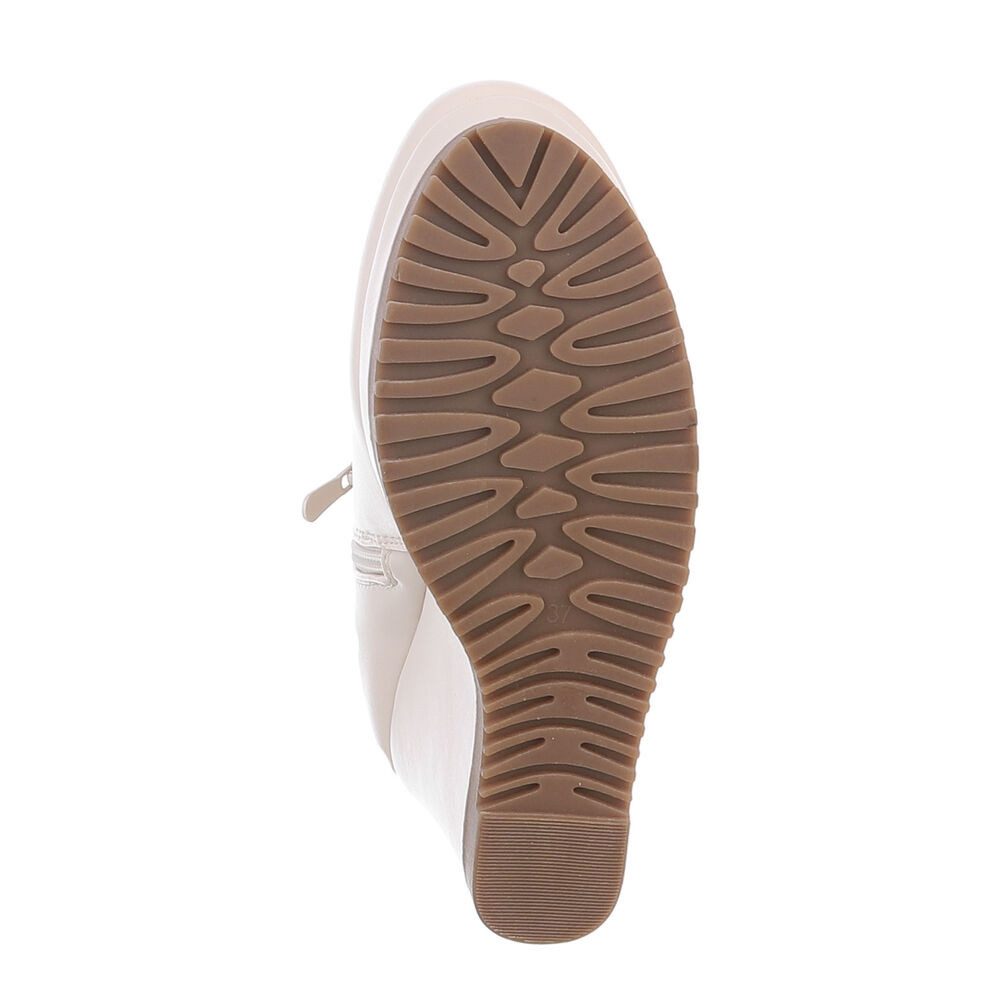 Ital-Design Damen Freizeit Plateaustiefelette (87108857) Keilabsatz/Wedge High-Heel Stiefeletten in Beige