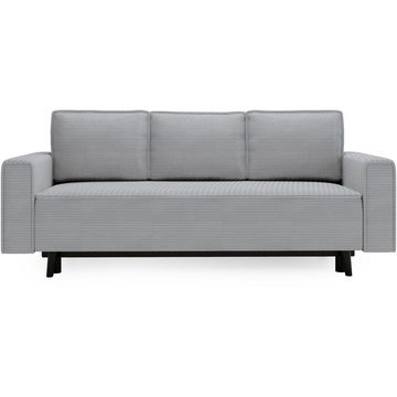 Beautysofa Schlafsofa Monte, stilvoll Polstersofa, mit Relaxfunktion, Cord-Bezug, Bettkasten, 225x95 cm