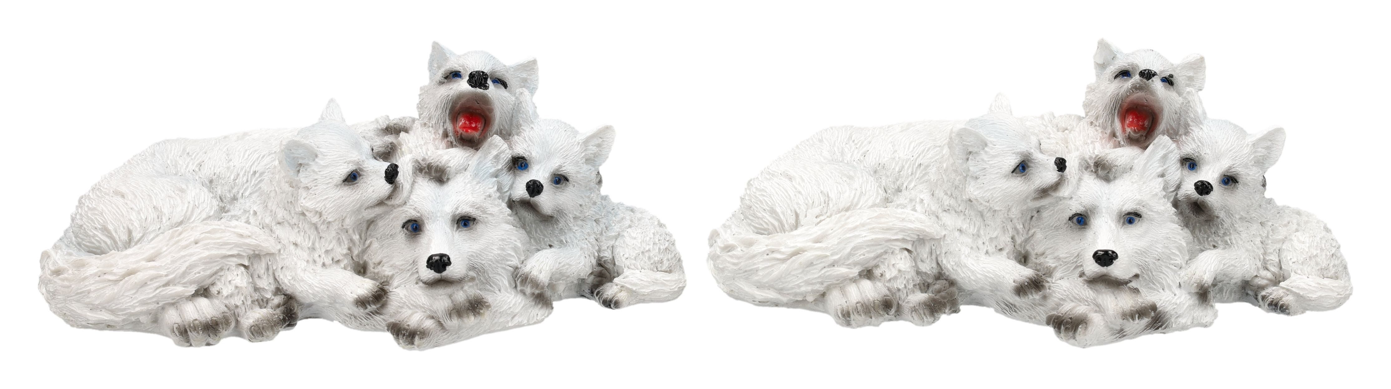 Figuren Shop GmbH Tierfigur Wolfsfiguren Set – Weiße Wolf Familie mit Welpen Figur Deko 15 cm