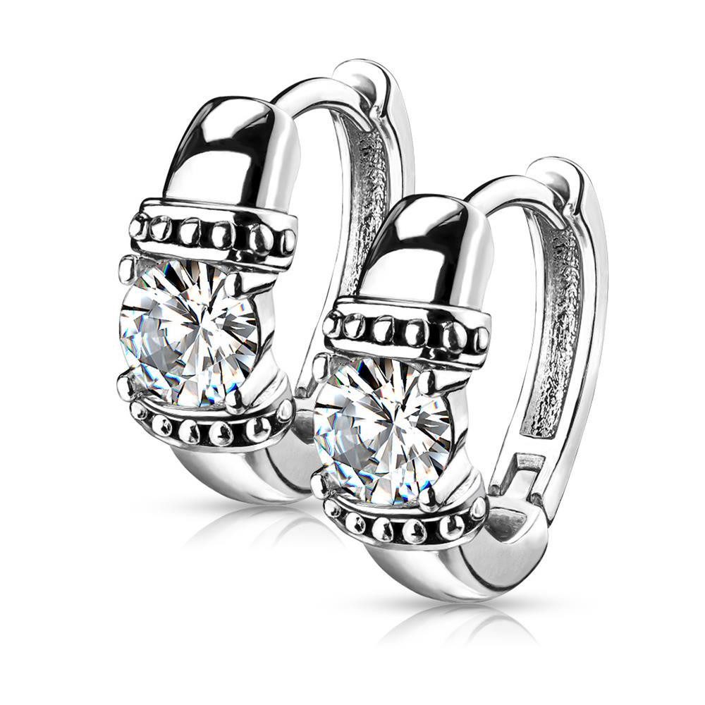 Creolen-Set Creolen mit Kristall geschwärzten Ornamenten silber Edelstahl Damen