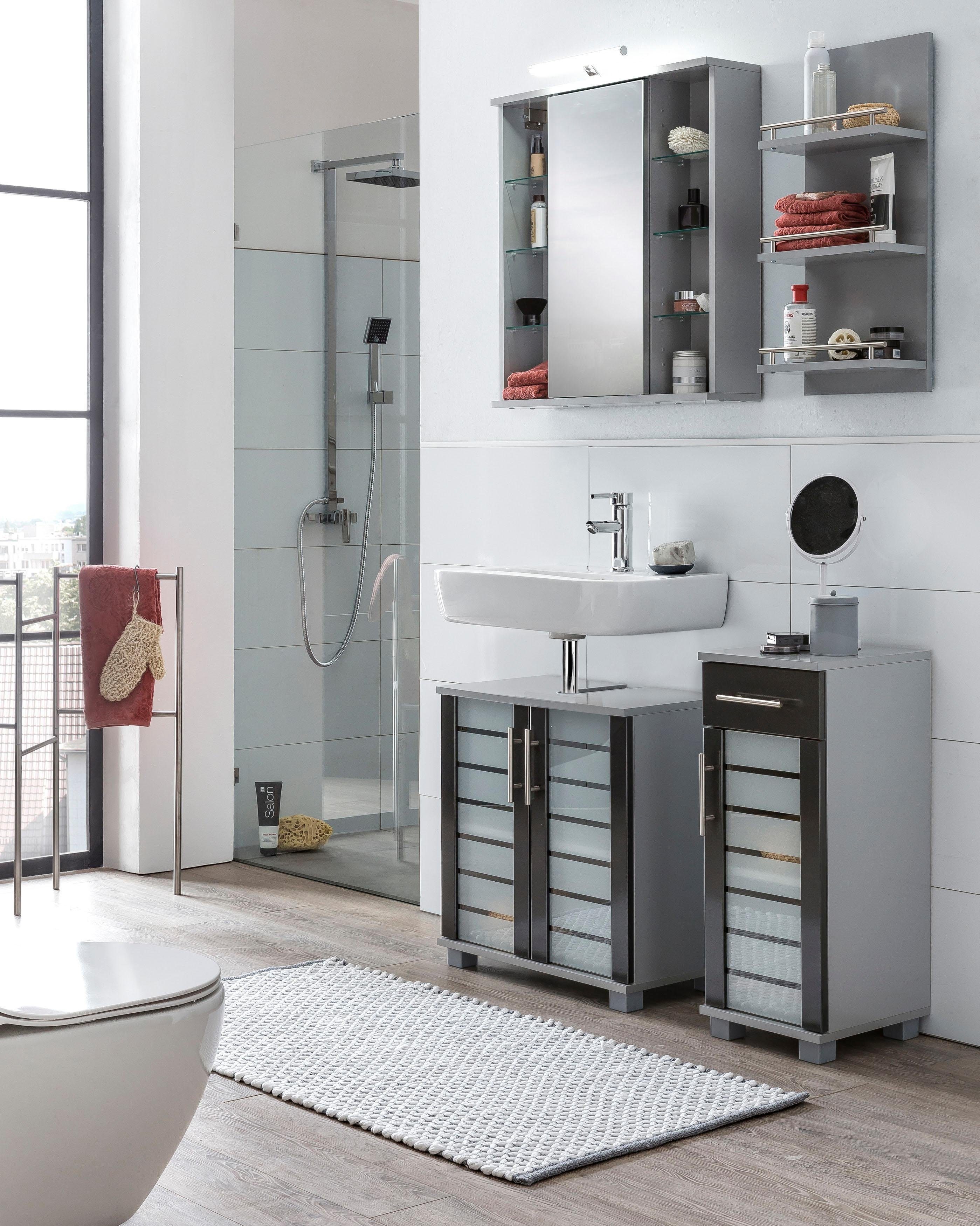 Schildmeyer Wandregal Nikosia, Breite 30 cm, 3 Ablagen, mit Metallreling