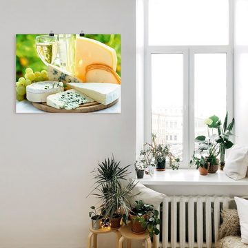 Artland Wandbild Käse & Wein, Lebensmittel (1 St), als Leinwandbild, Poster in verschied. Größen