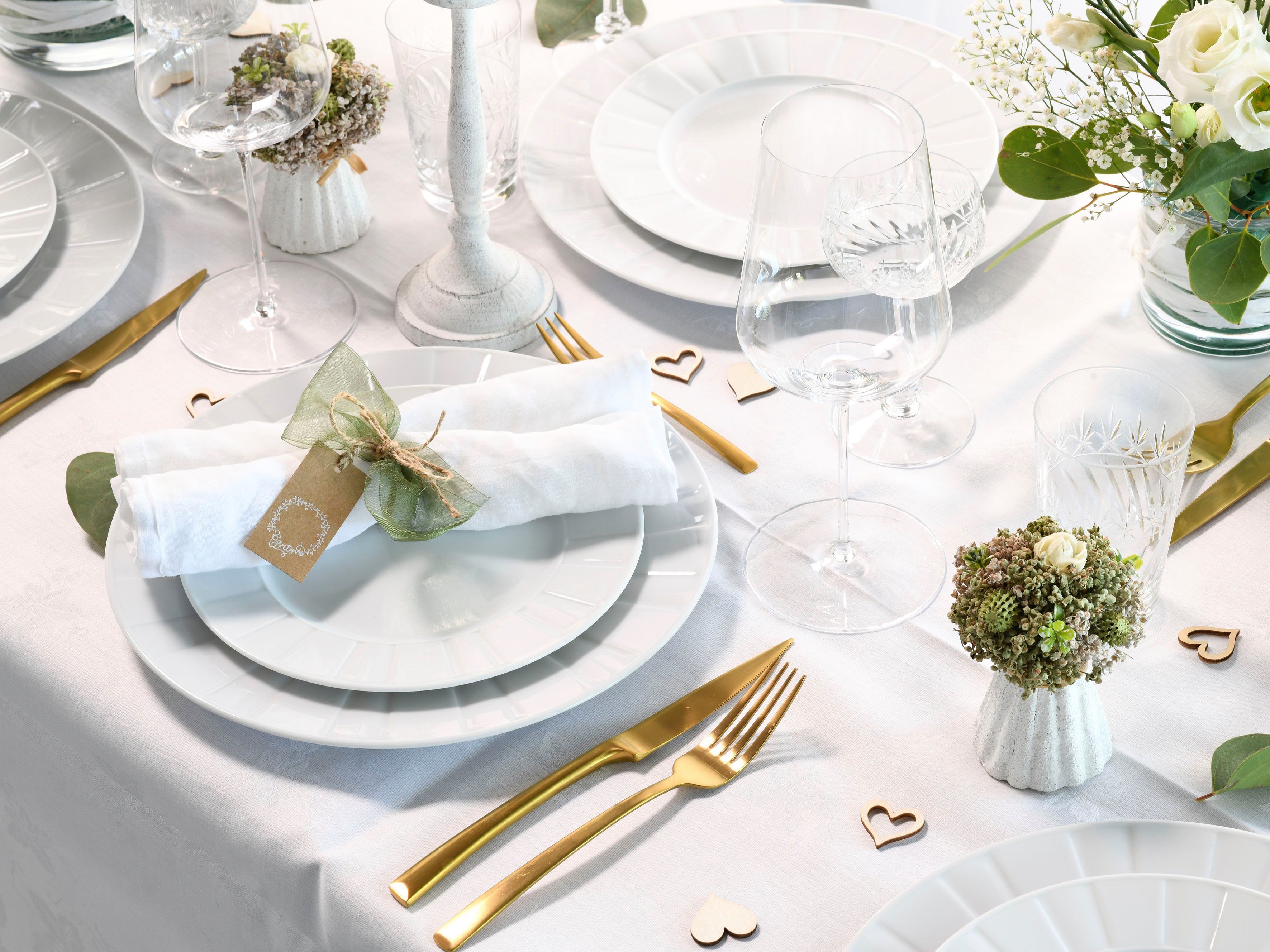 CreaTable Tafelservice Barcelona (12-tlg), 6 Personen, Porzellan, klassischer Manufakturstil