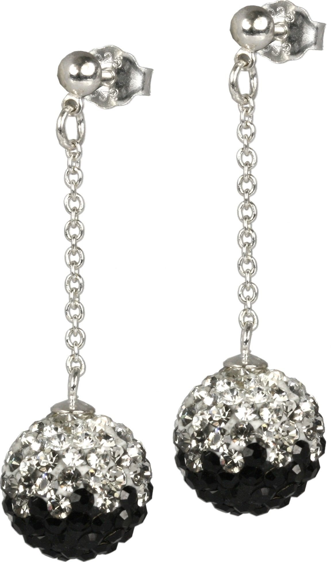 SilberDream Paar Ohrhänger SilberDream schwarz Ohrringe (Ohrhänger), Damen Ohrhänger 925 Sterling Silber, schwarz/weiß im ICE Farbverlauf