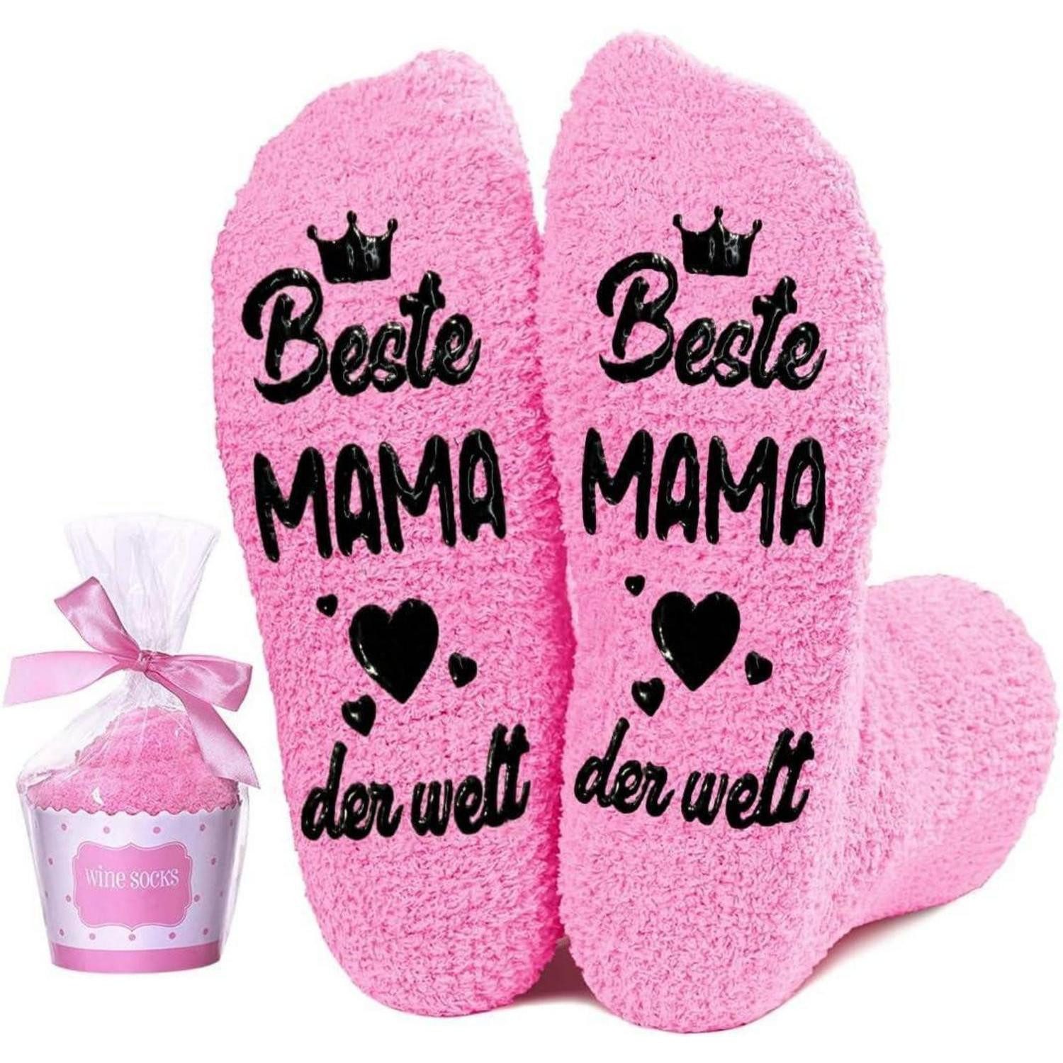 LuxusKollektion Badaccessoire-Set Socken Kuschelsocken Spruch Geschenk Geburtstag Oma MAMA Polyester